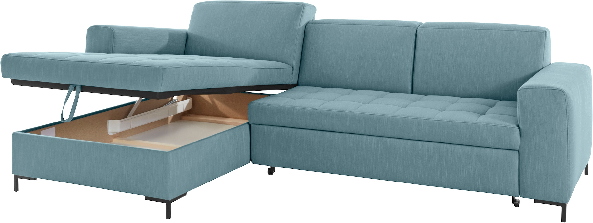 OTTO products Ecksofa »Grazzo, zeitlos und elegant, mit moderner Sitzheftung, L-Form«, hochwertige Stoffe aus recyceltem Material, Steppung im Sitzbereich