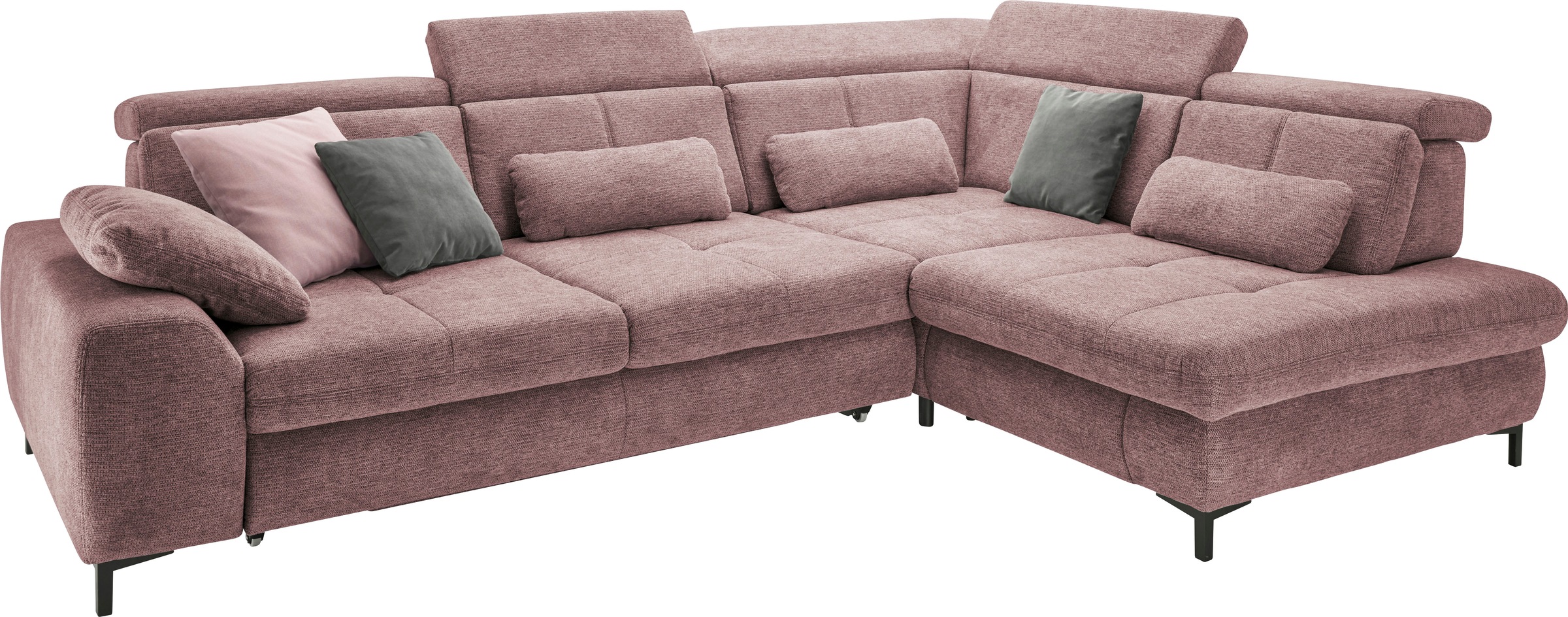 set one by Musterring Ecksofa »SO 3400 Sitzhöhe 47cm oder 49cm, Sitztiefe verstellbar, B/T 317/220 cm«, Kaltschaumpolsterung, Flachgewebe, whlw. mit Funktionen, Sitzhöhe 47