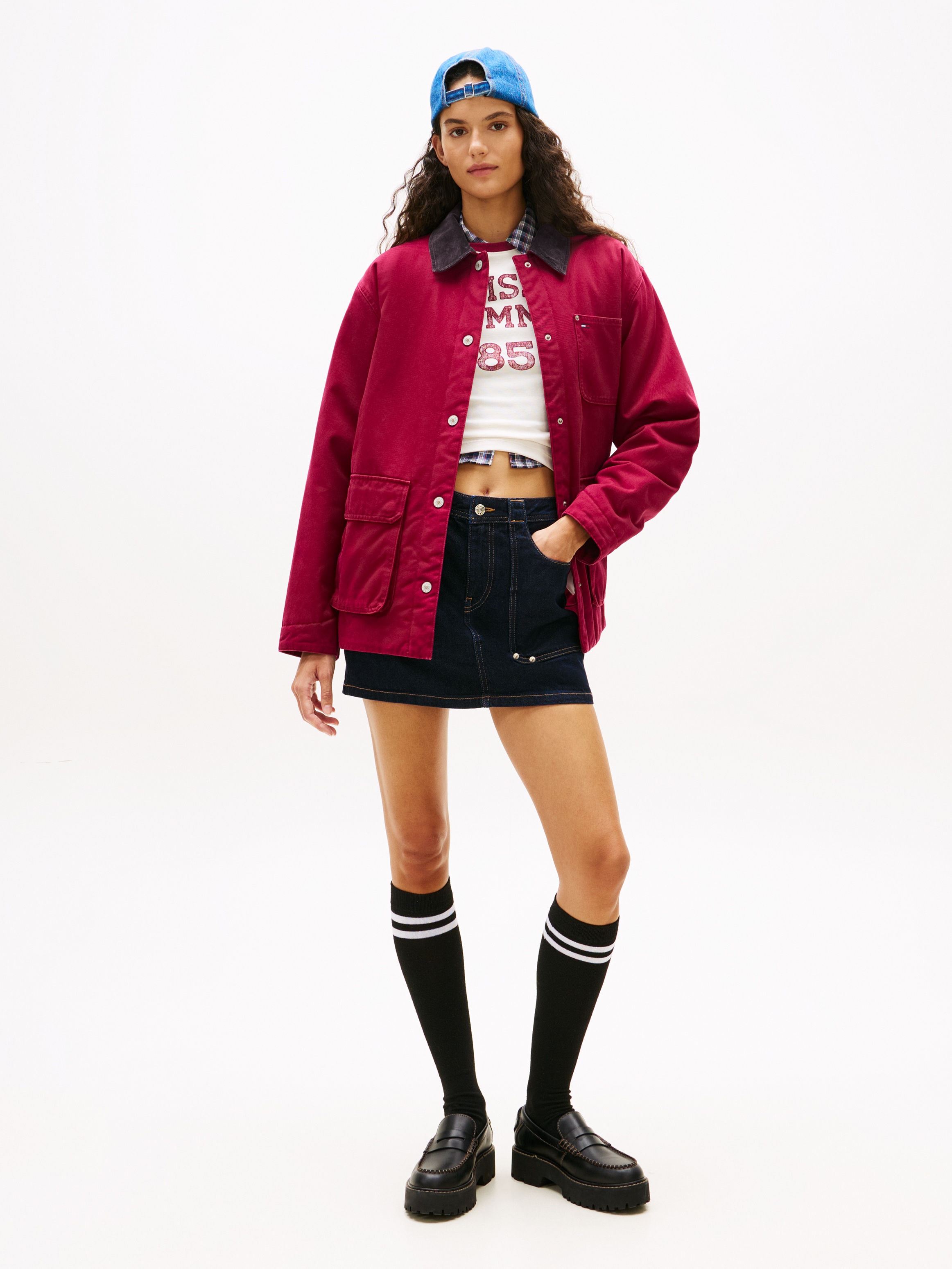 Tommy Jeans Outdoorjacke »TJW TWILL JACKET CORD COLLAR« ohne Kapuze