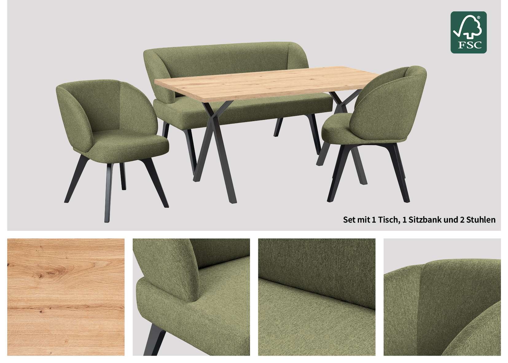 Home affaire Essgruppe »Aretha Esstischbank, Sitzgruppe, Küchenbank, Polste günstig online kaufen