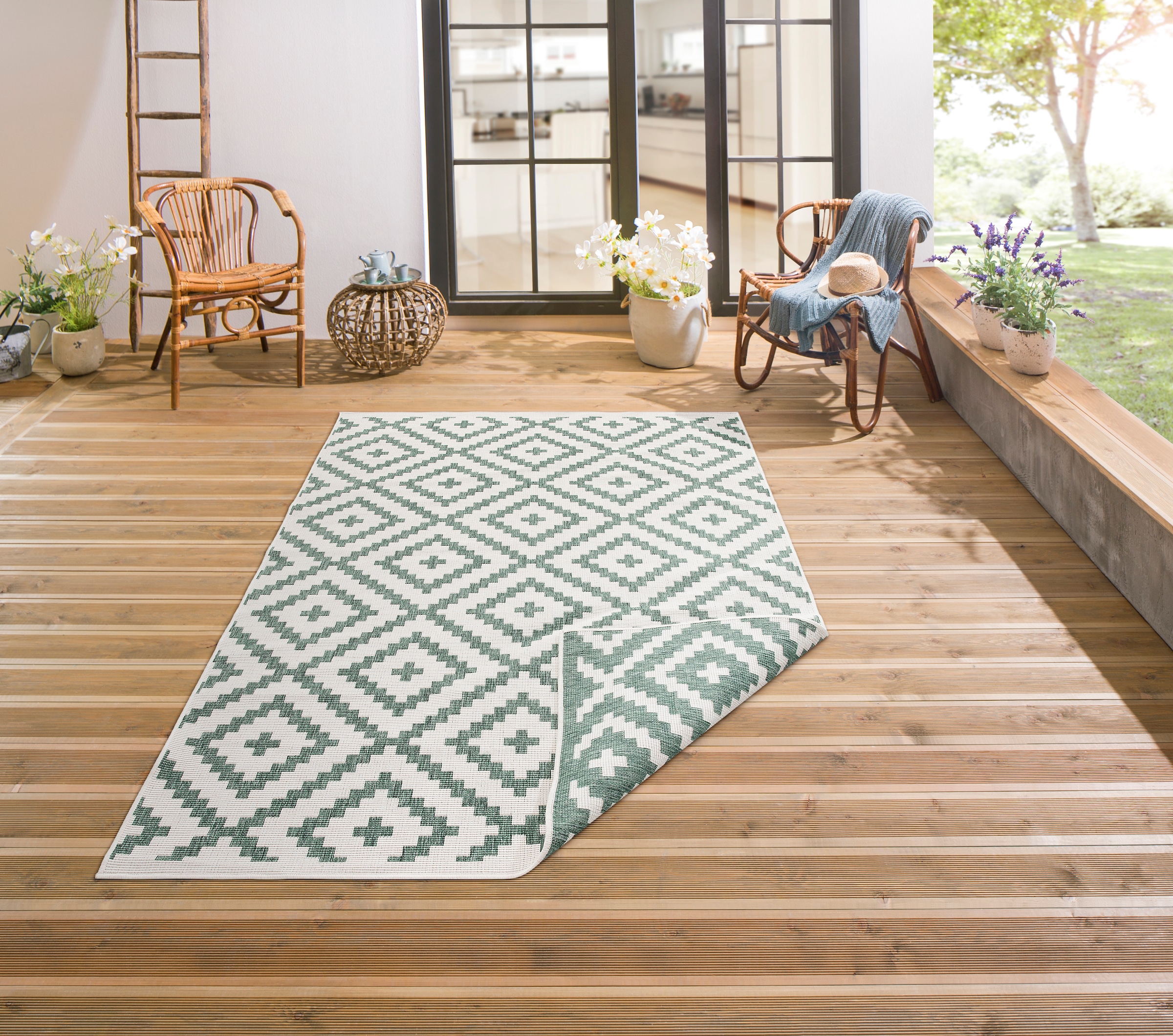 my home Teppich »Ronda Wendeteppich«, bestellen rechteckig, Sisal-Optik, geometrisches Design Flachgewebe, schnell Boho und bequem und Outdoor, In