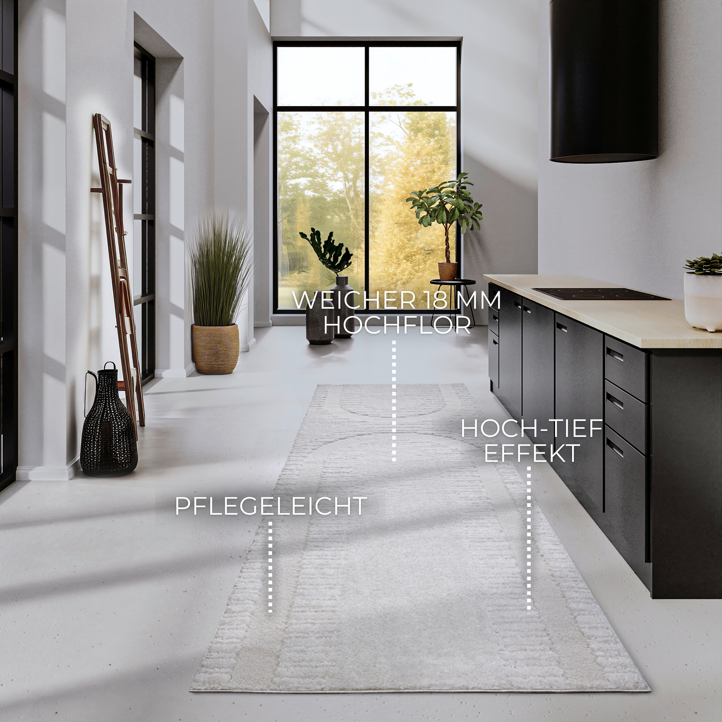 ELLE DECORATION Designteppich »Bartoux«, rechteckig, 18 mm Höhe, Hochflor, Shaggy, Läufer, weich, Langflor, modern, Hoch Tief Effekt