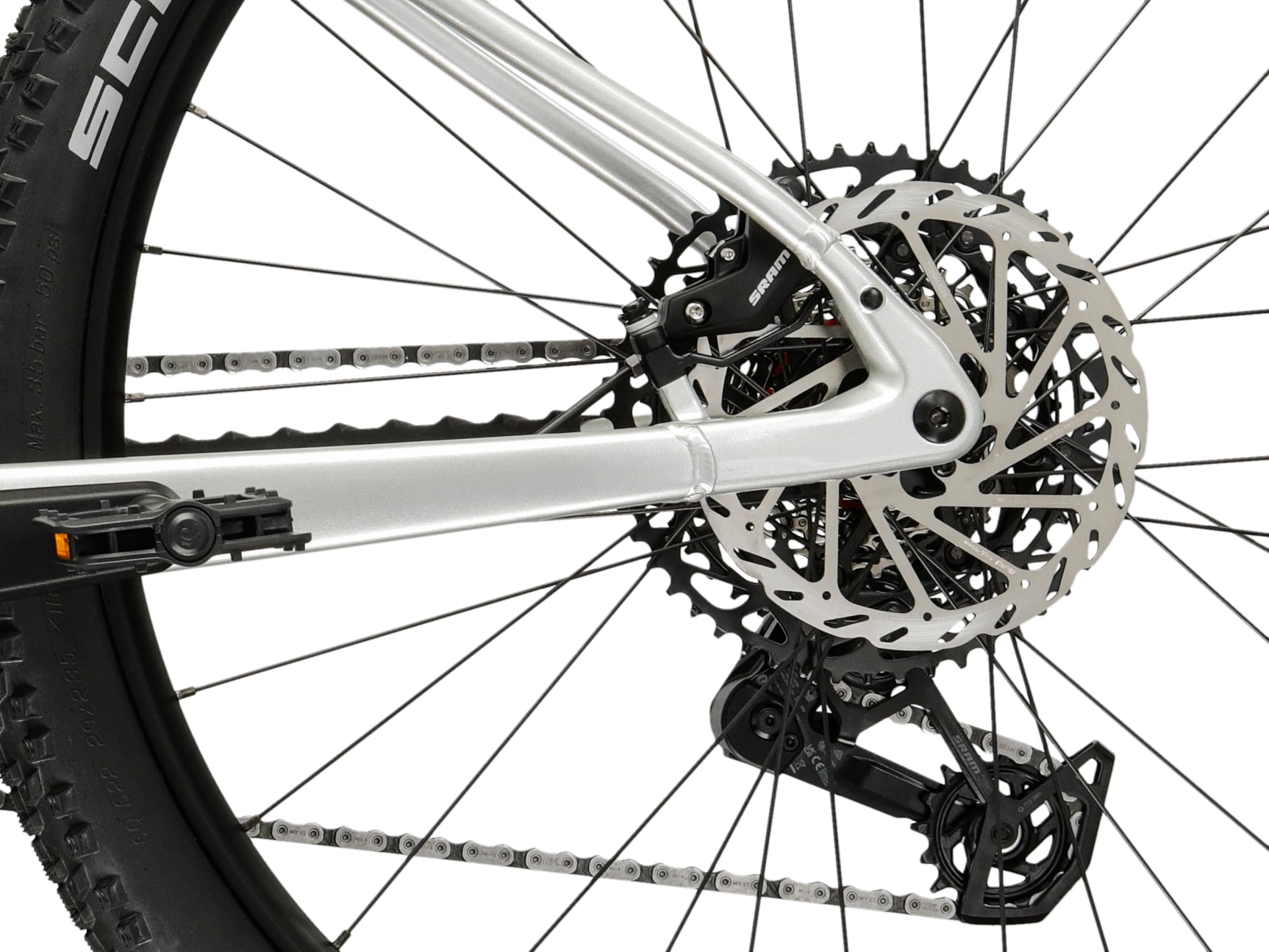 Kross »Influx Hybrid 5.0 21,3Ah / 800 Wh 29 Zoll silber 12 Gänge 2026« 12 Gang SRAM S1000 EAGLE AXS Schaltwerk Kettenschaltung Mittelmotor 250 W