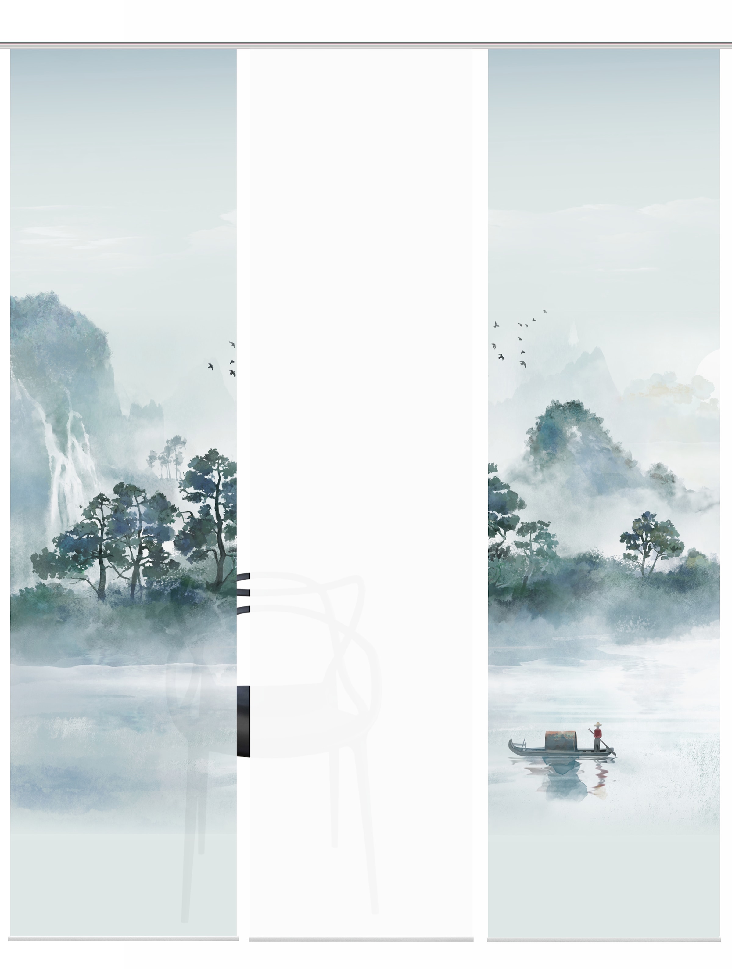 HOME WOHNIDEEN Schiebegardine »VITNAM« Paneelwagen 3 Stk. tlg. Schiebewand Seidenoptik, SET, Digitaldruck