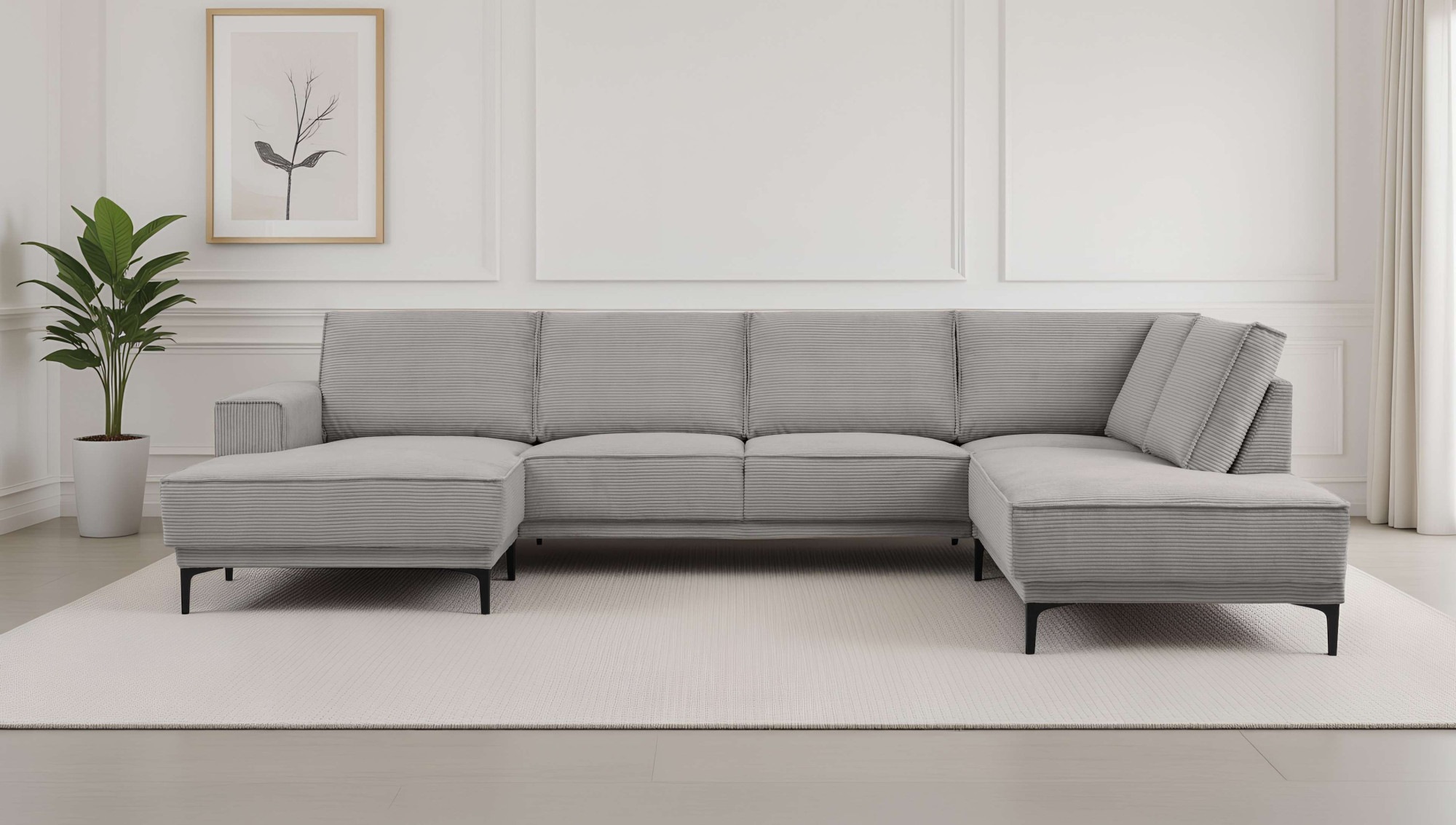 PLACES OF STYLE Wohnlandschaft »XXL Sofa Oland, Struktur, Flachgewebe, Luxu günstig online kaufen