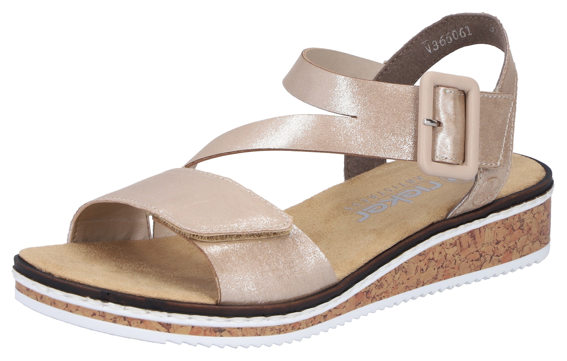 Rieker Riemchensandale  Sommerschuh, Sandalette, Keilabsatz, mit asymmetrischem Riemchen