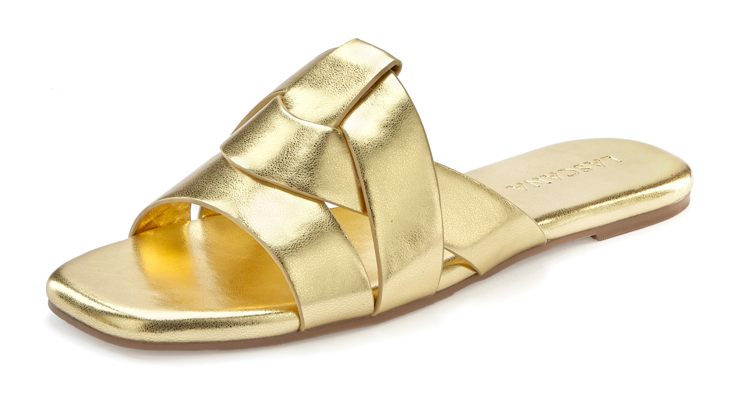 LASCANA Pantolette »Mule, Sommerschuh, offener Schuh, Sandale«, mit raffinierten Riemchen VEGAN