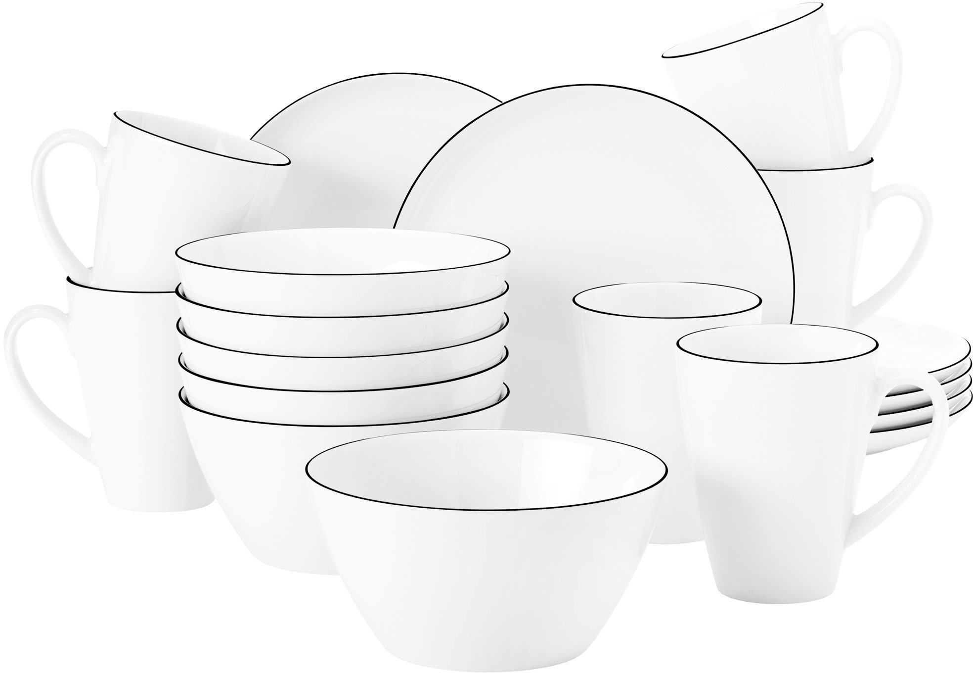 Seltmann Weiden Frühstücks-Geschirrset »Geschirr-Set, 18 Teile, Lido Black günstig online kaufen