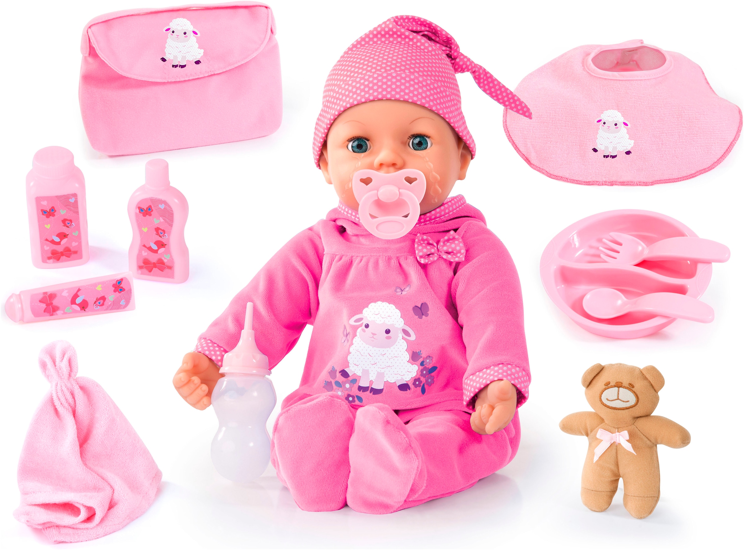 Bayer Babypuppe »Piccolina Real Tears, 46 cm«, (13 tlg.)