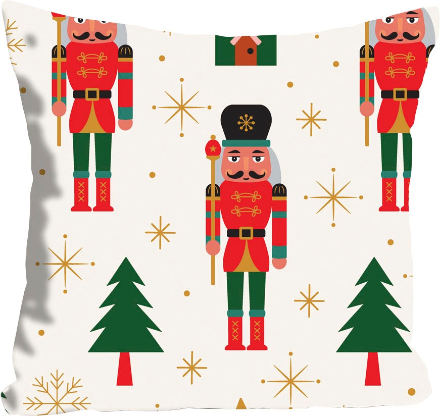 queence Dekokissen »Mick«, Kissenhülle,Nussknacker,Tannenbäume,Weihnachten, günstig online kaufen