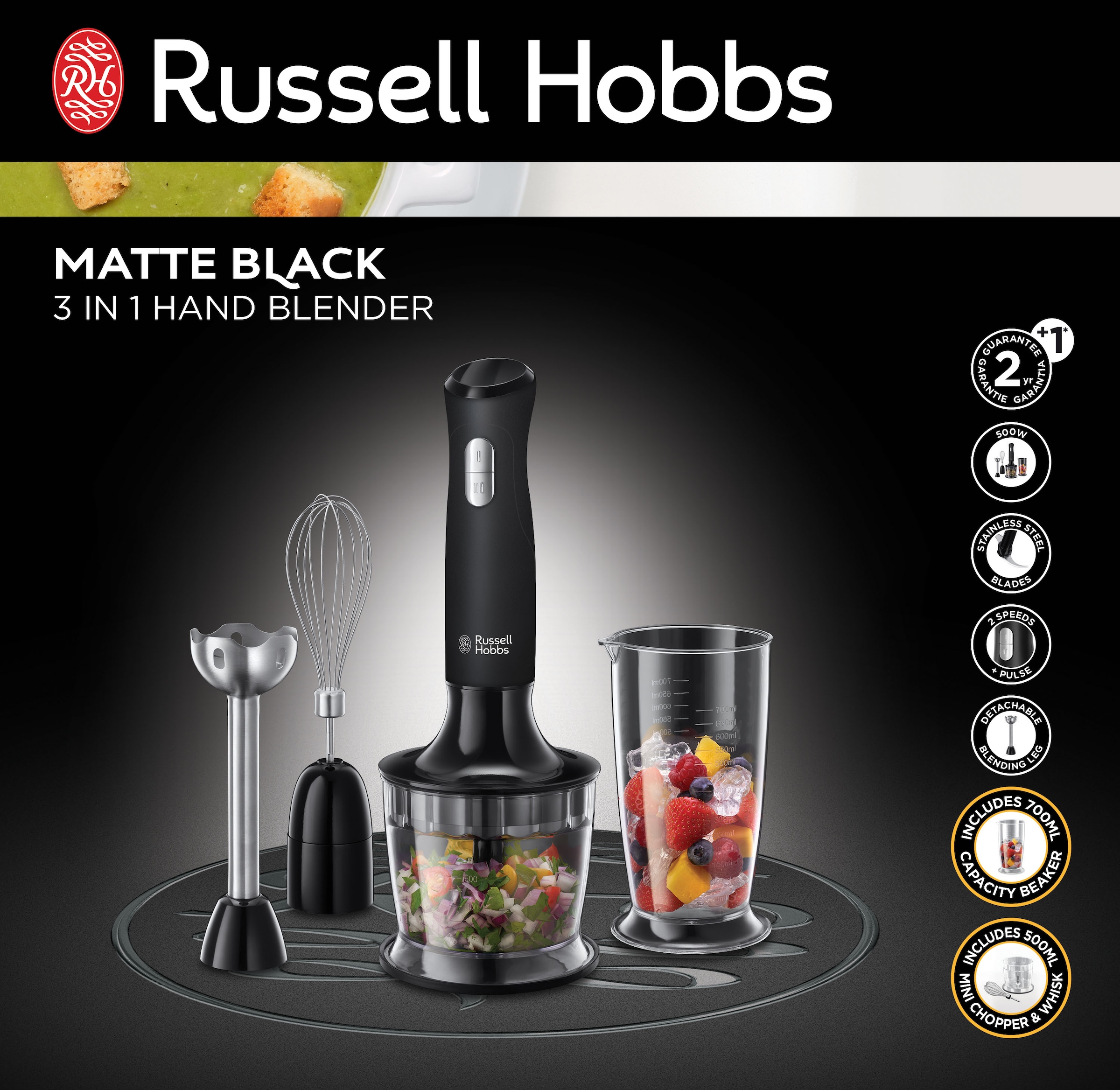 RUSSELL HOBBS Zerkleinerer »Matte Black 24662-56 Mini«, 200 W,  Ein-Hand-Bedientaste online bestellen