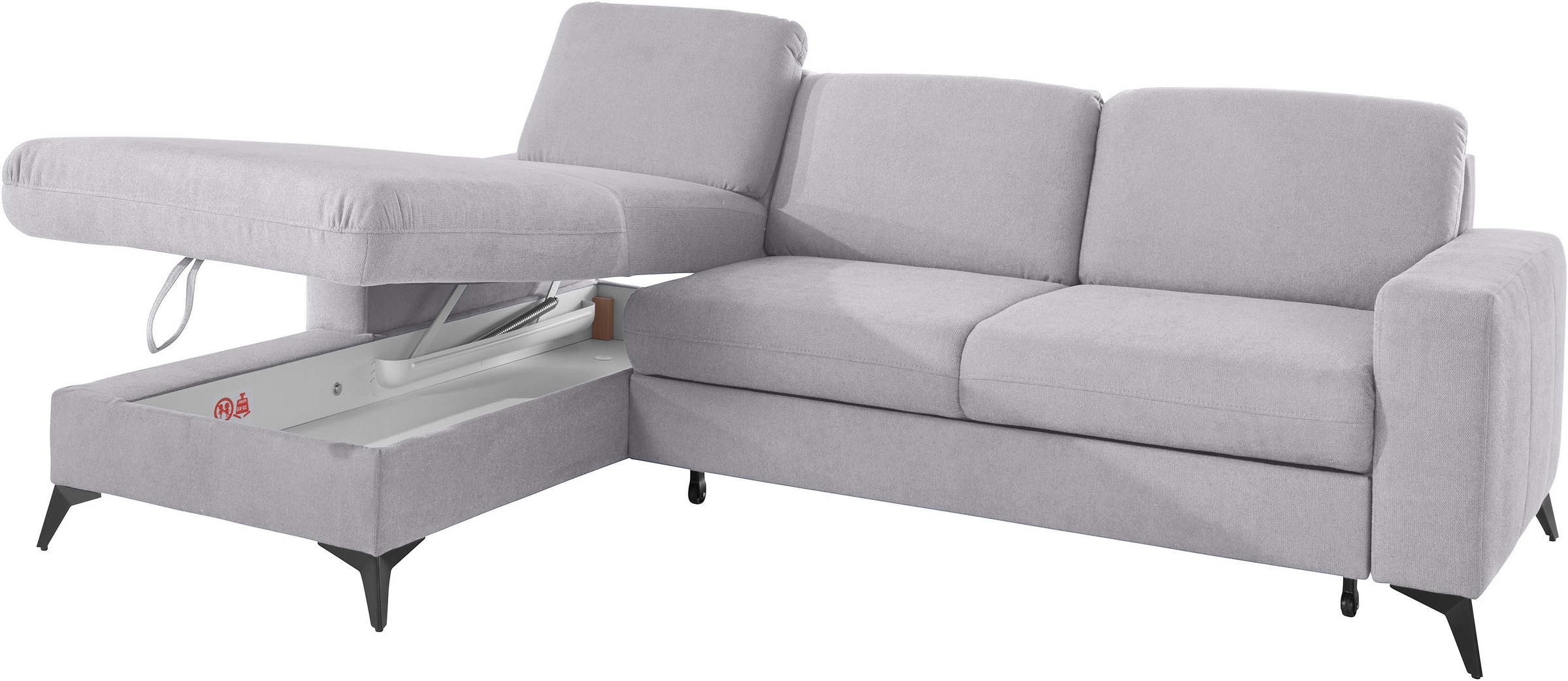 Places of Style Ecksofa »Lolland L-Form«, Wahlweise mit Bettfunktion und Bettkasten, Federkern