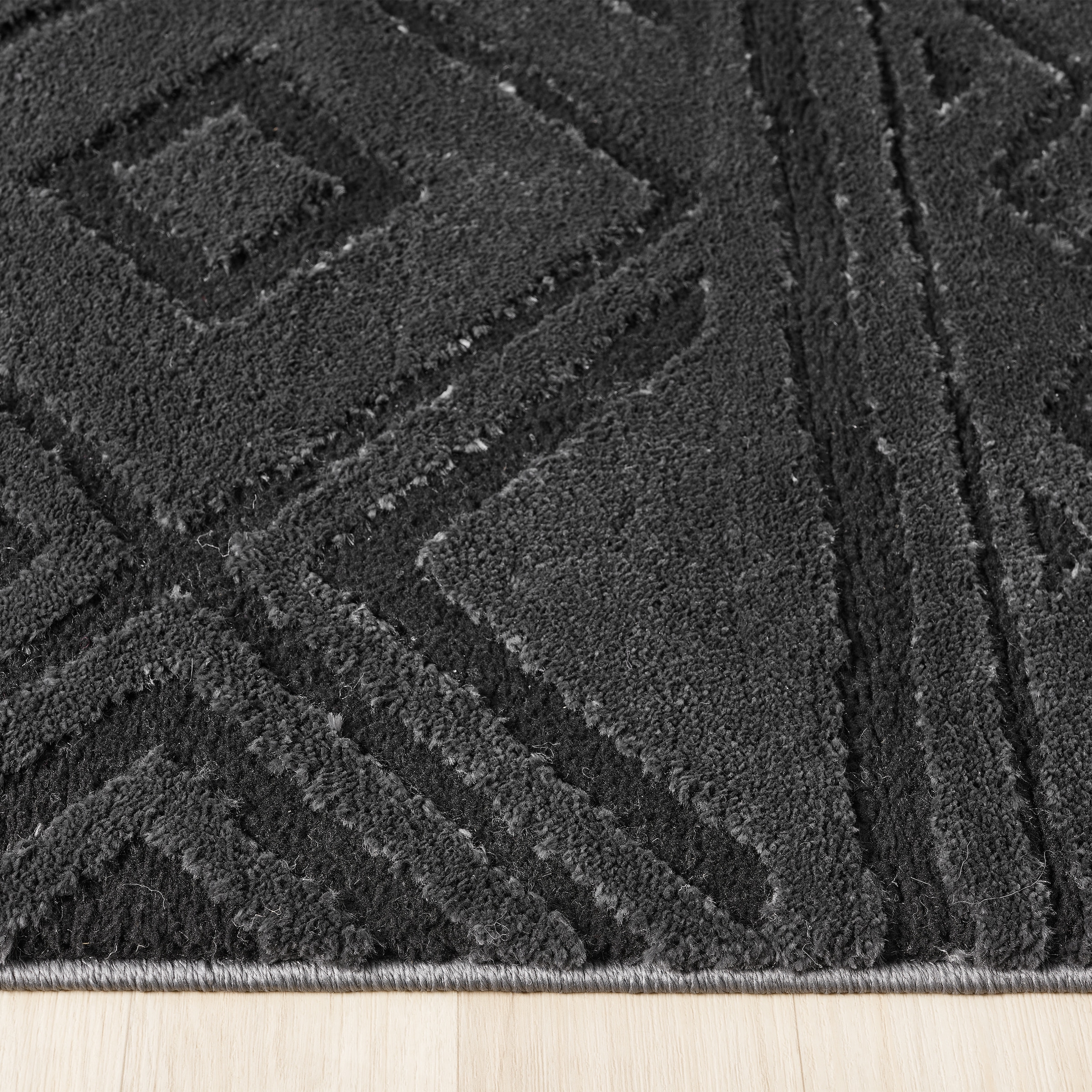 my home Teppich »Bonvo« rechteckig 19 mm Höhe mit Fransen, Hoch-Tief-Struktur, Wohnzimmer, Schlafzimmer, Boho-Style