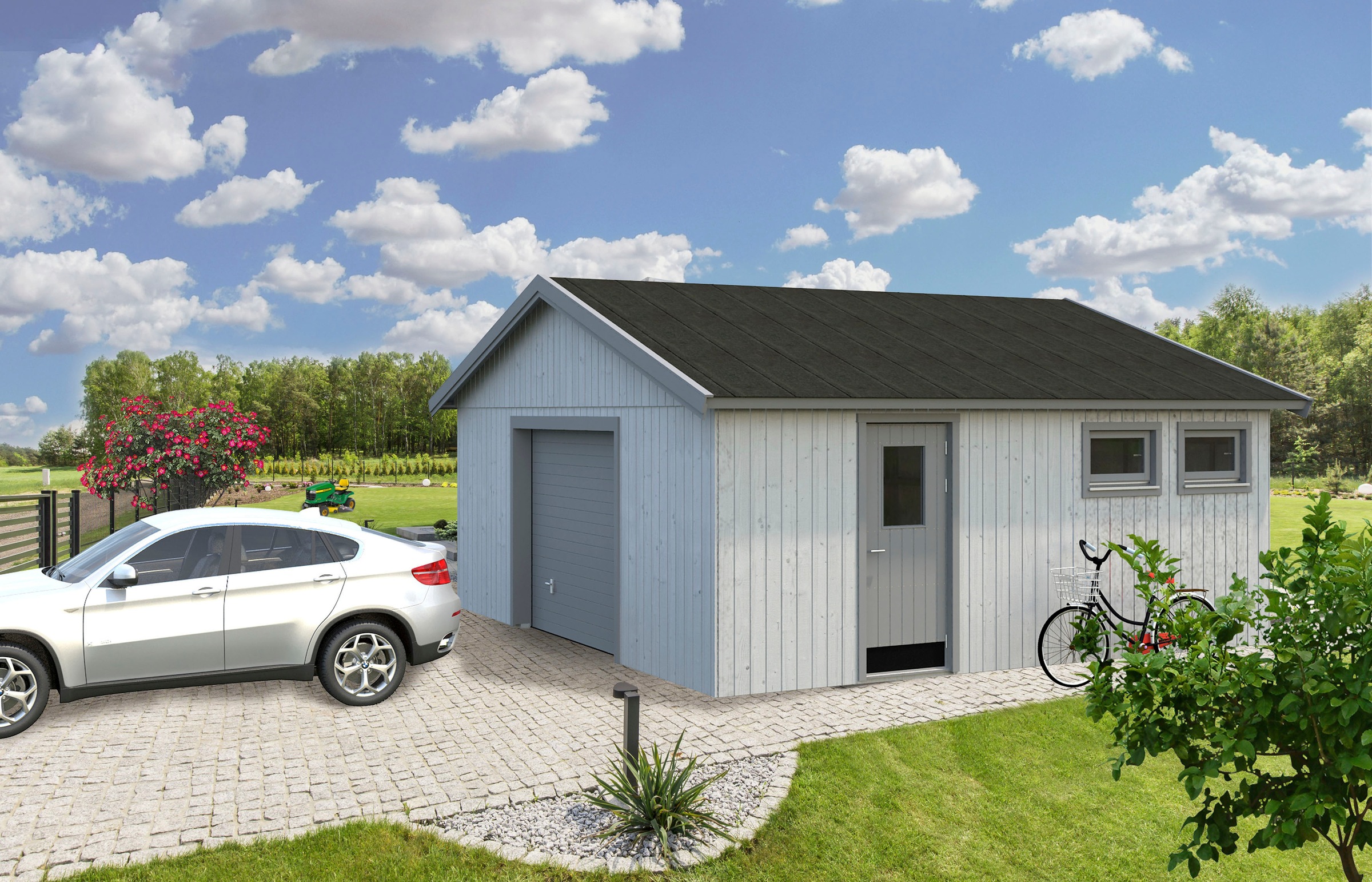 Palmako Garage »Andre«, BxTxH: 603x622x337 cm, mit Sektionaltor, naturbelassen