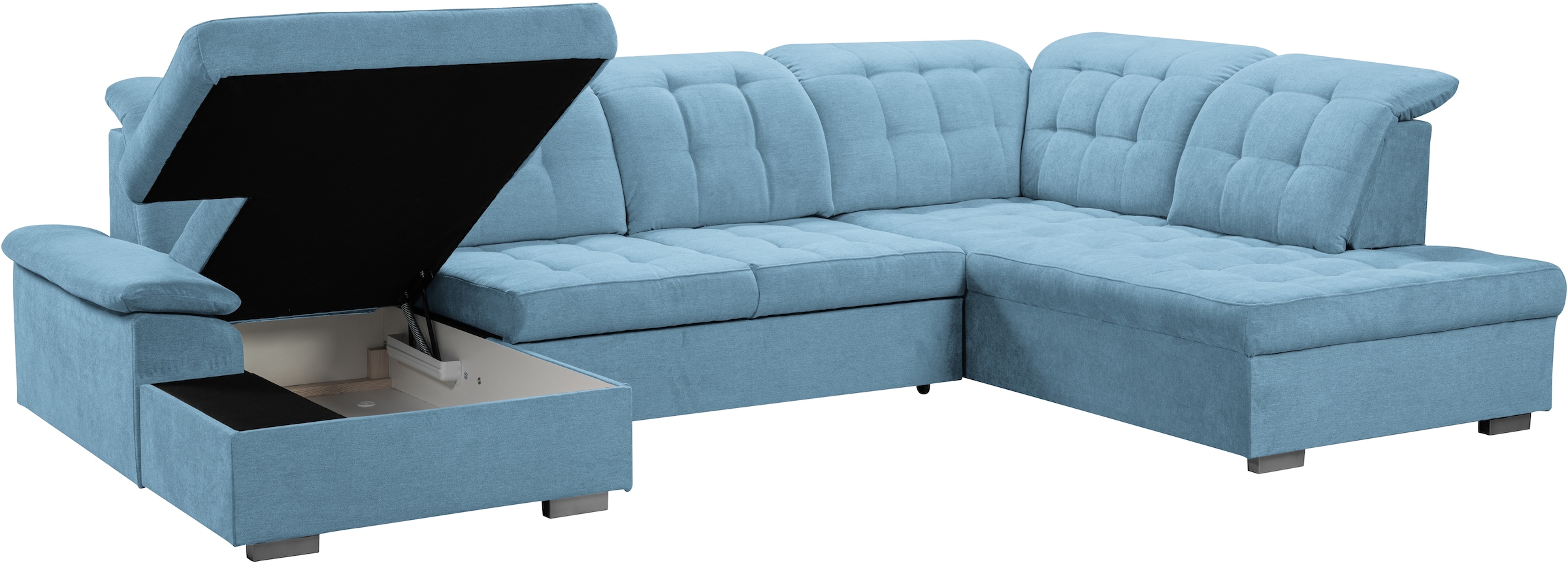 WERK2 Wohnlandschaft »Kordula-New U-Form«, Sofa in U-Form mit Schlaffunktion & Bettkasten, Schlafcouch