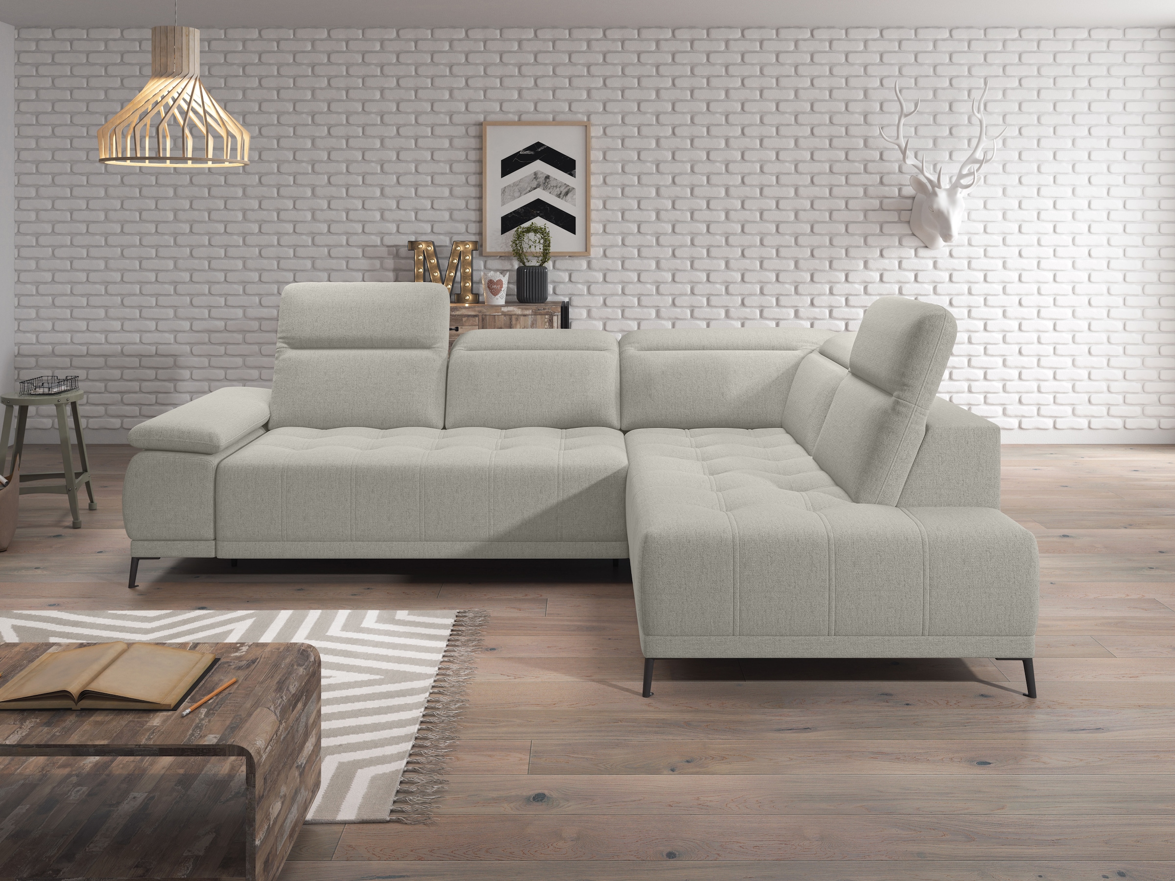 WERK2 Ecksofa »Focus-L 204 x 278 cm inkl. Komfortfunktionen, bequem, bodenfrei« Luxus-Microfaser, L-Form, elektrische Sitztiefenverstellung