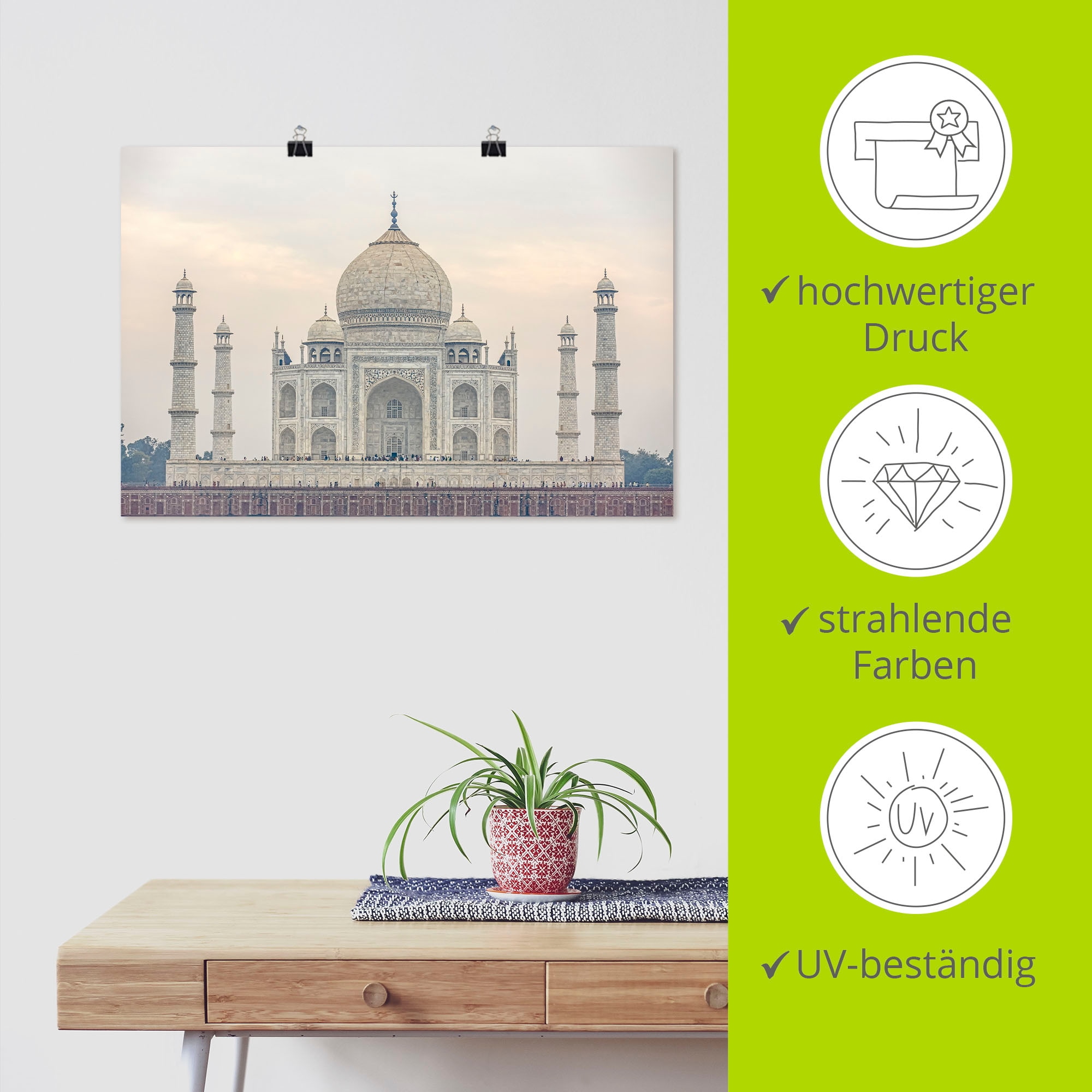 Artland Wandbild »Taj Mahal«, Gebäude, (1 St.), als Alubild, Outdoorbild, Poster in verschied. Größen