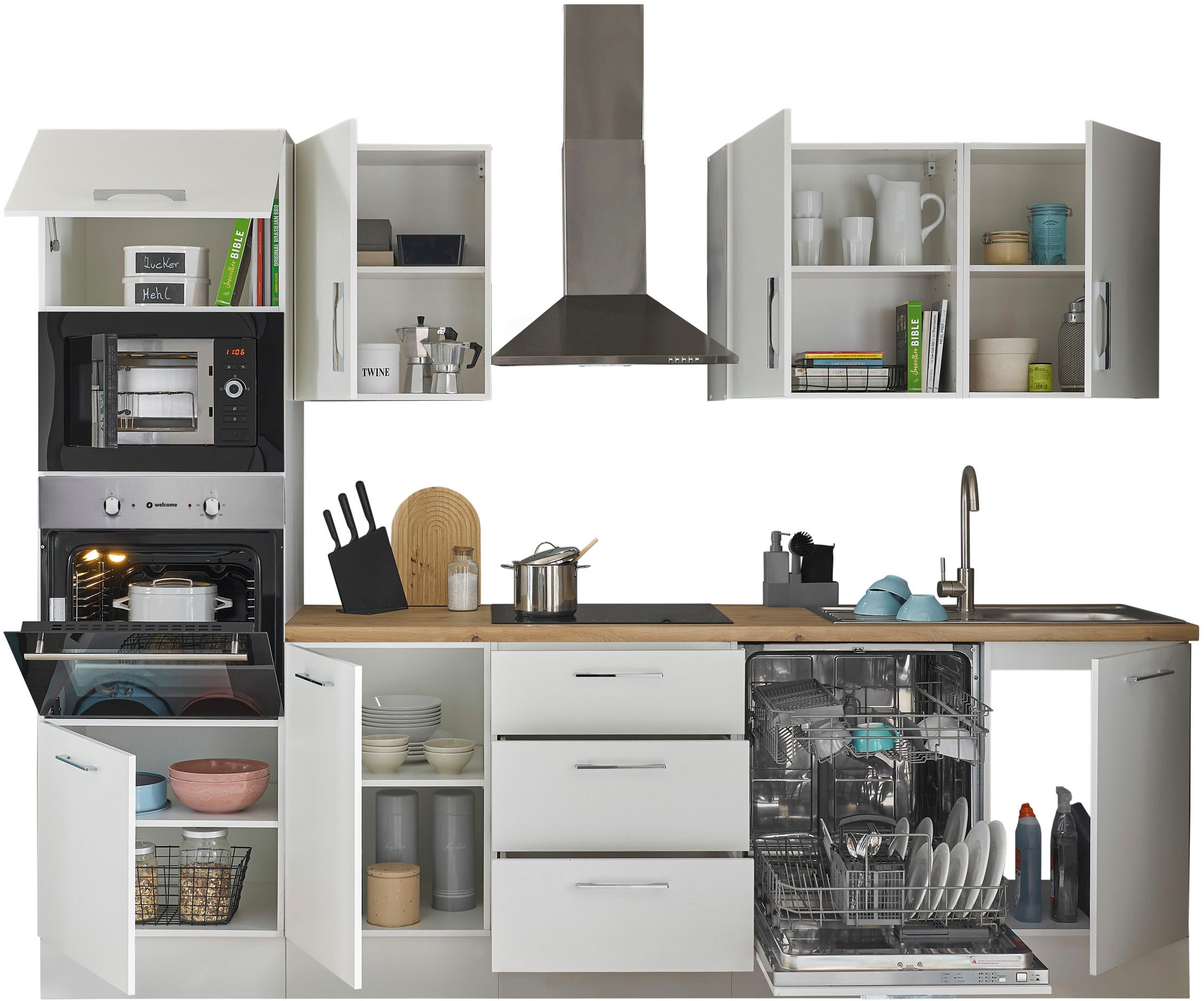 BASIC by Balculina Küchenzeile »Turin«, Breite 280 cm, wahlweise mit E-Geräten