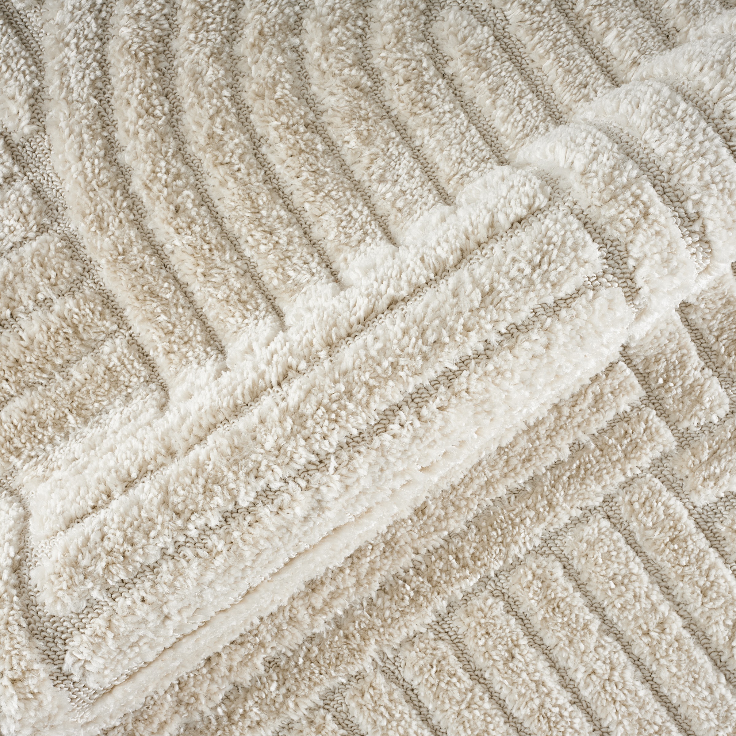 OTTO home Teppich »Jonne, Boho-Design, Scandi, Designteppich« rund 20 mm Höhe Hoch-Tief, 3D Optik, skandinavischer Stil, Wohnzimmer, Schlafzimmer