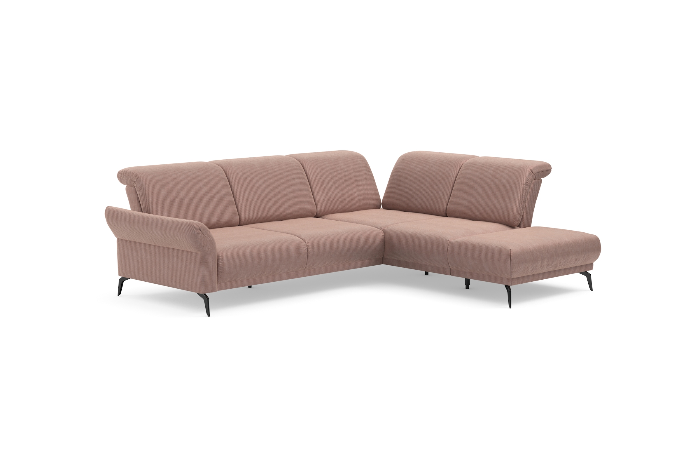 INOSIGN Ecksofa »Coco L-Form«, Sitztiefen-, Arm- und Kopfteilverstellung, Cord-Bezug, Fußhöhe 15 cm