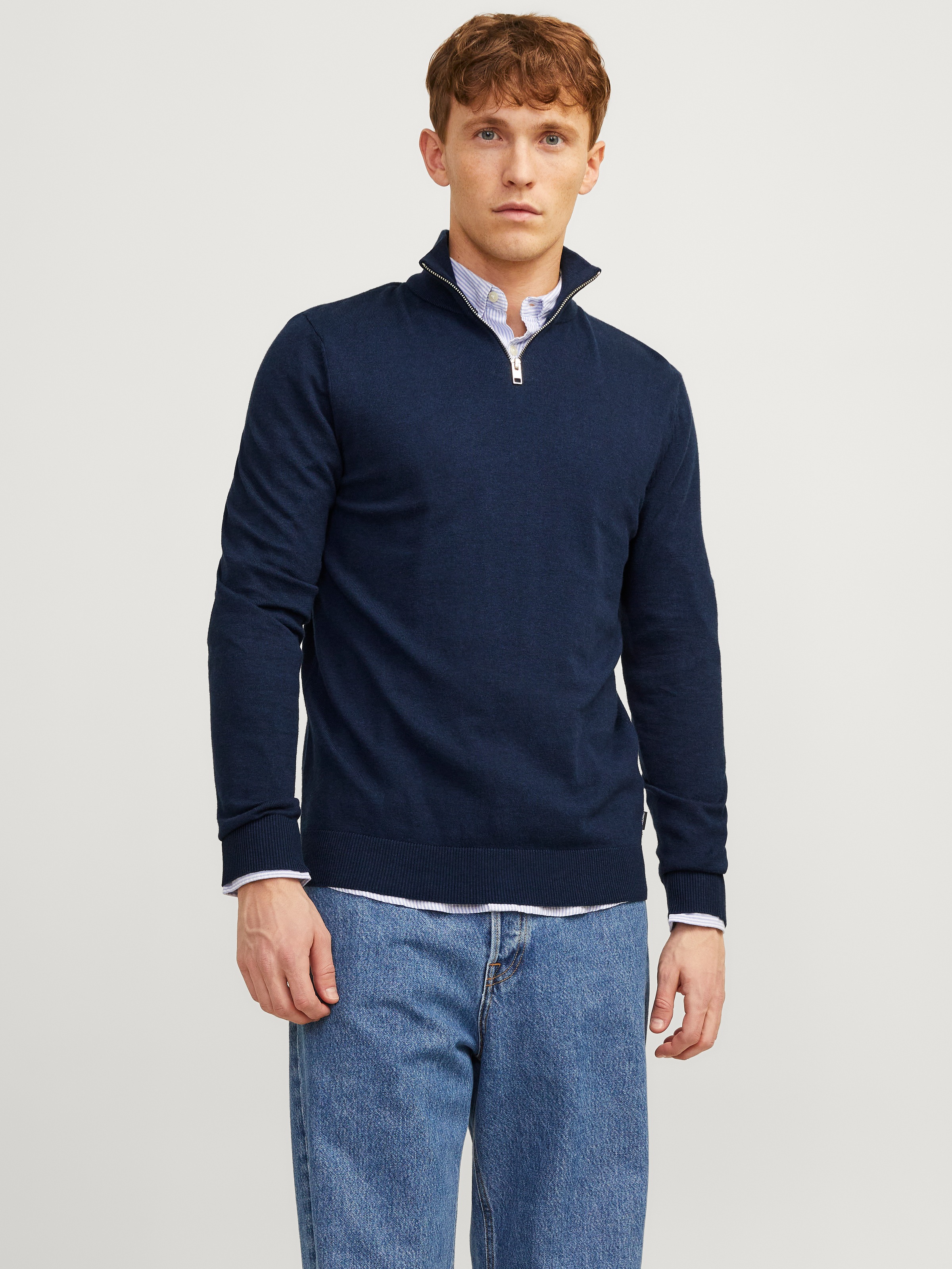 Jack & Jones Troyer »JJEEMIL KNIT HALF ZIP NOOS« Baumwollmischung, regular fit