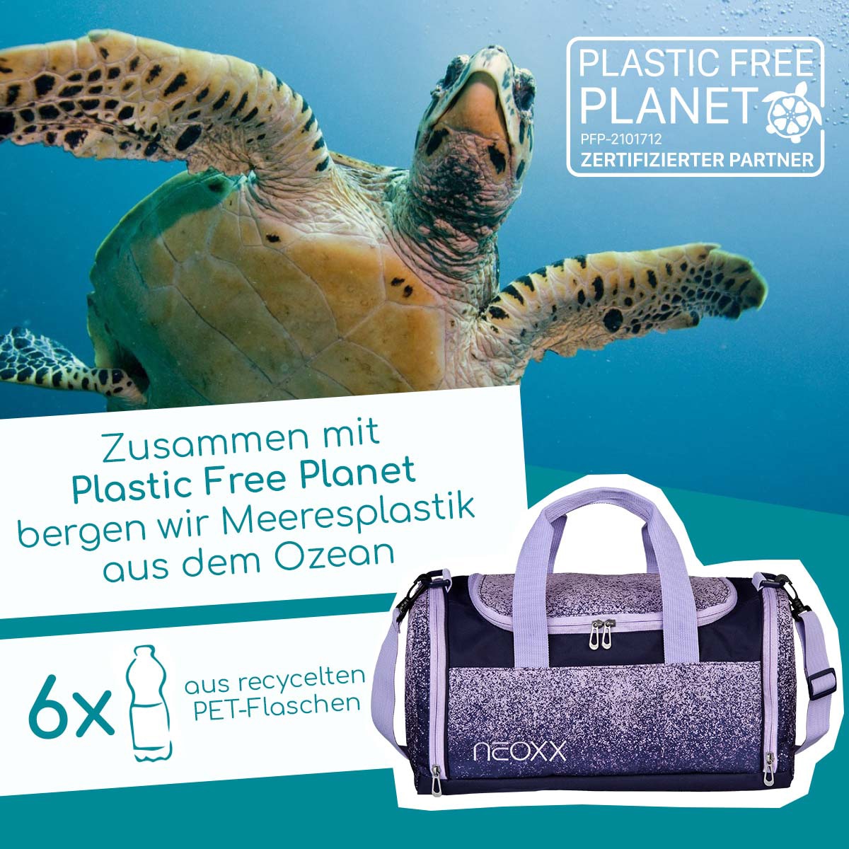 neoxx Sporttasche »Champ, Glitterally perfect«, aus recycelten PET-Flaschen