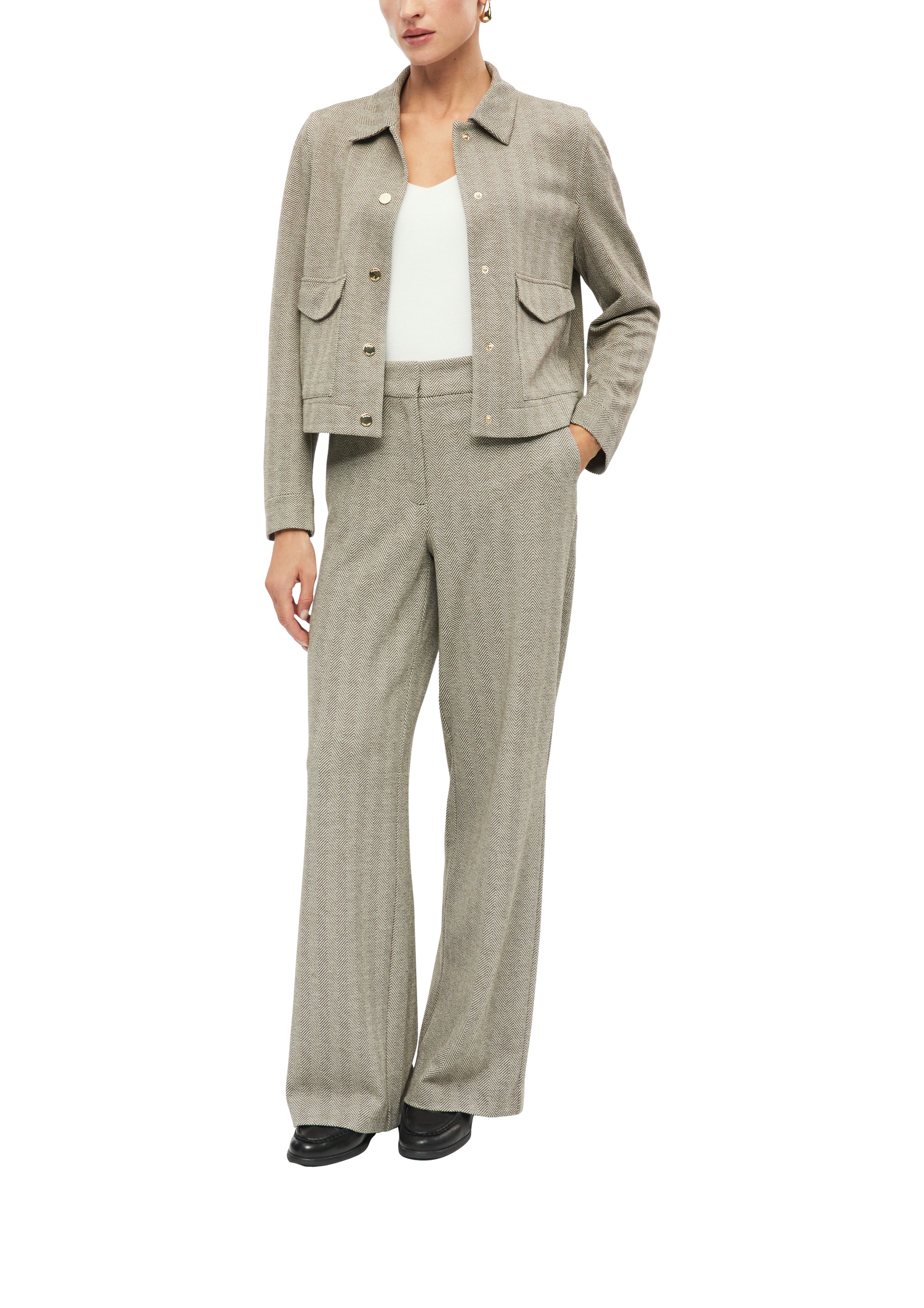 s.Oliver BLACK LABEL Jackenblazer mit Fischgratmuster und Hemdkragen