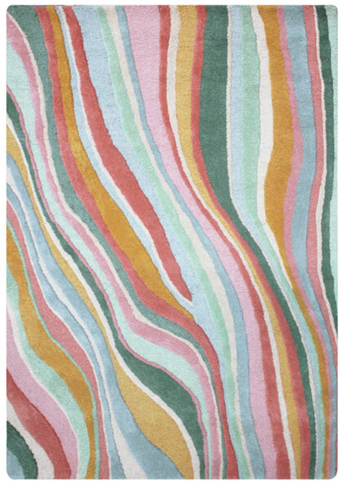 FLAIR RUGS Wollteppich »Abstract Flow handgetuftet«, rechteckig, 10 mm Höhe, Wolle, Teppich, Wohnzimmer, Schlafzimmer, Esszimmer