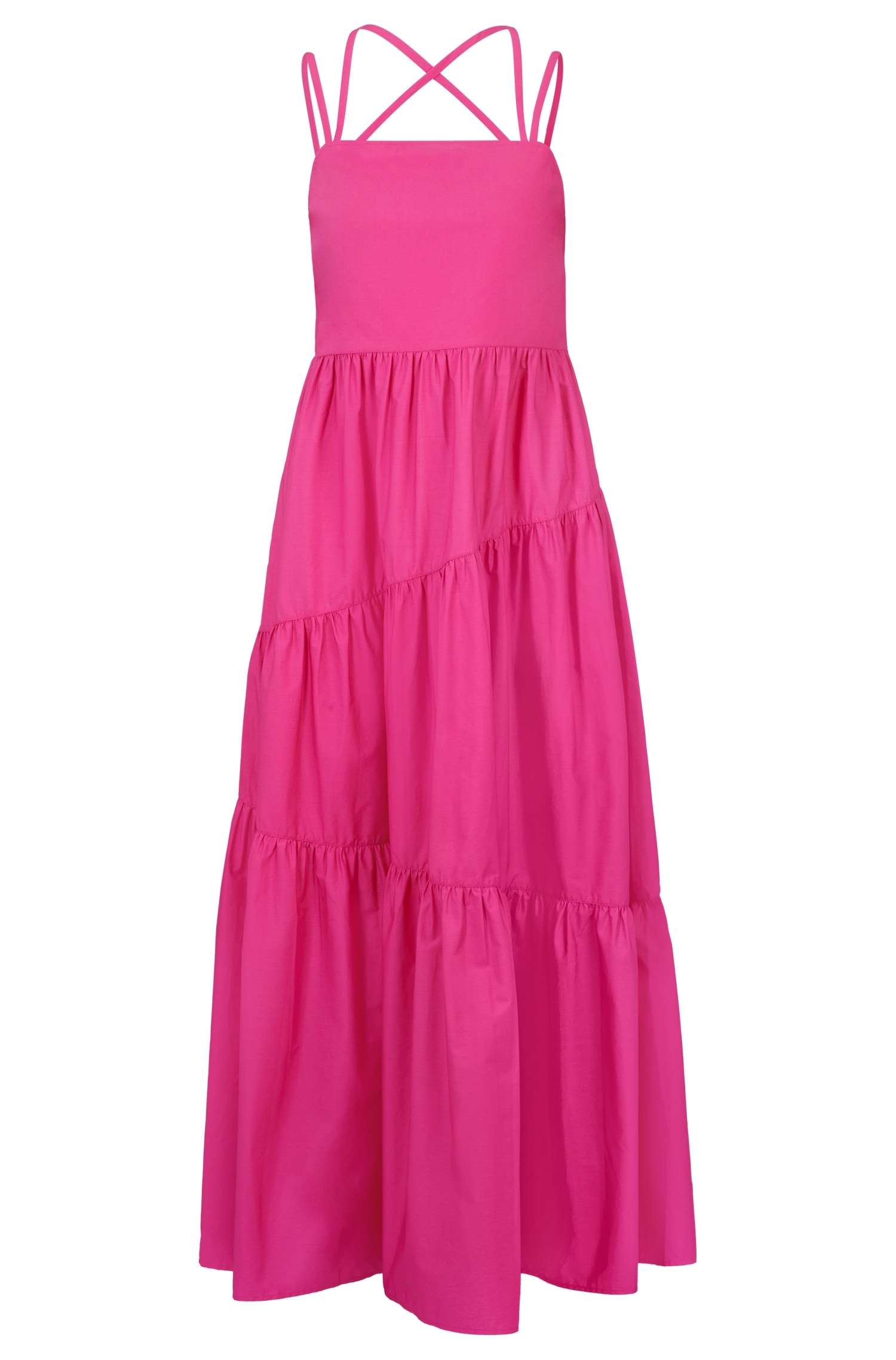 BOSS ORANGE Spaghettikleid »Danvita Premium Damenmode«, mit Volants, Spaghettiträger