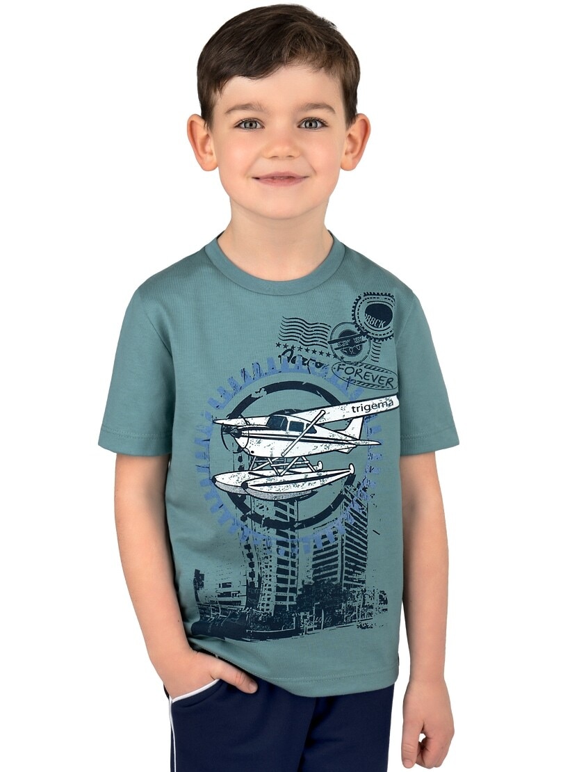 T-Shirt Trigema für »TRIGEMA online kaufen T-Shirt mit Jungen Flugzeug-Druckmotiv«
