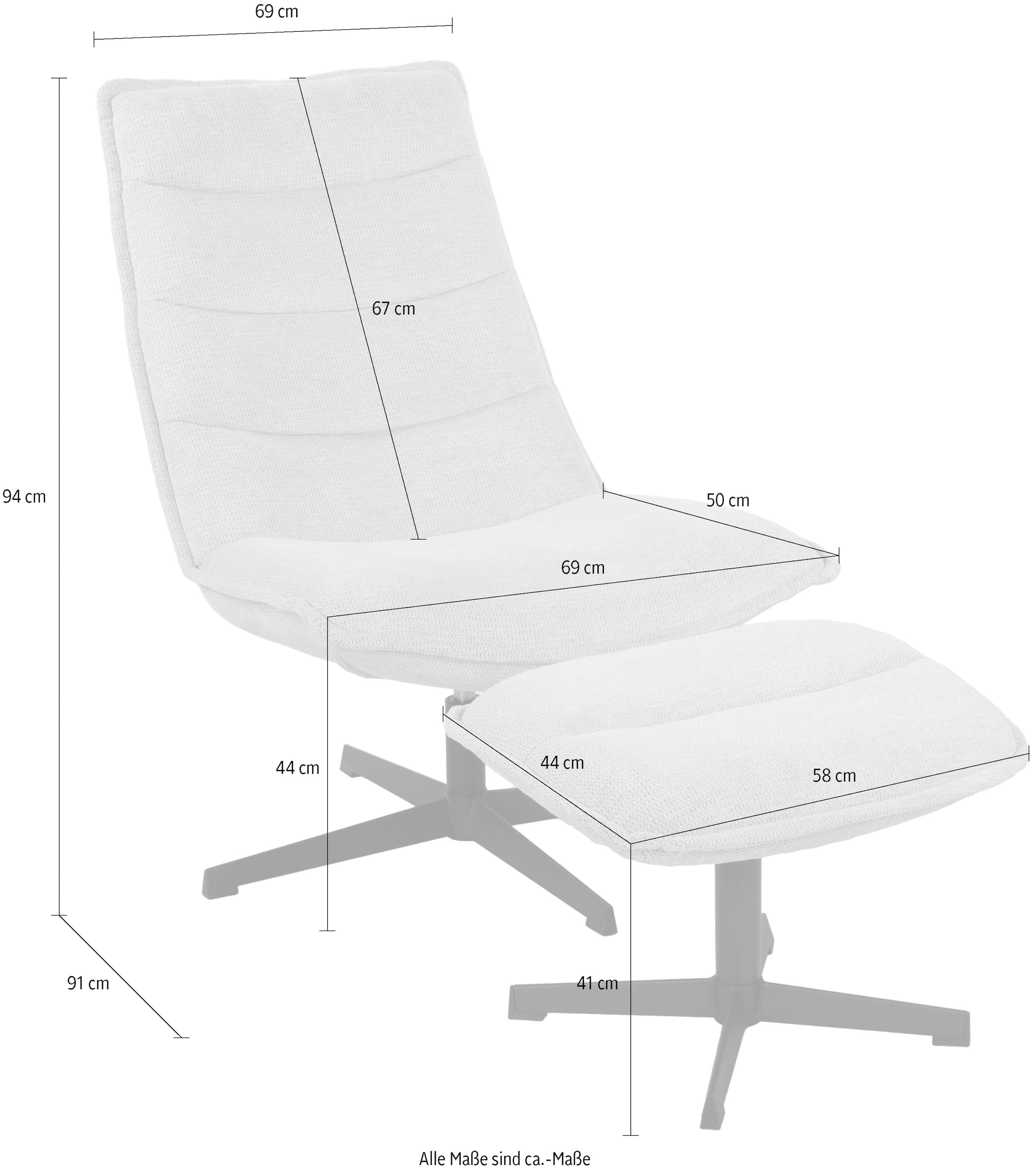 Duo Collection Relaxsessel »Relaxsessel Aveiro mit Hocker« 2 Stk. tlg.