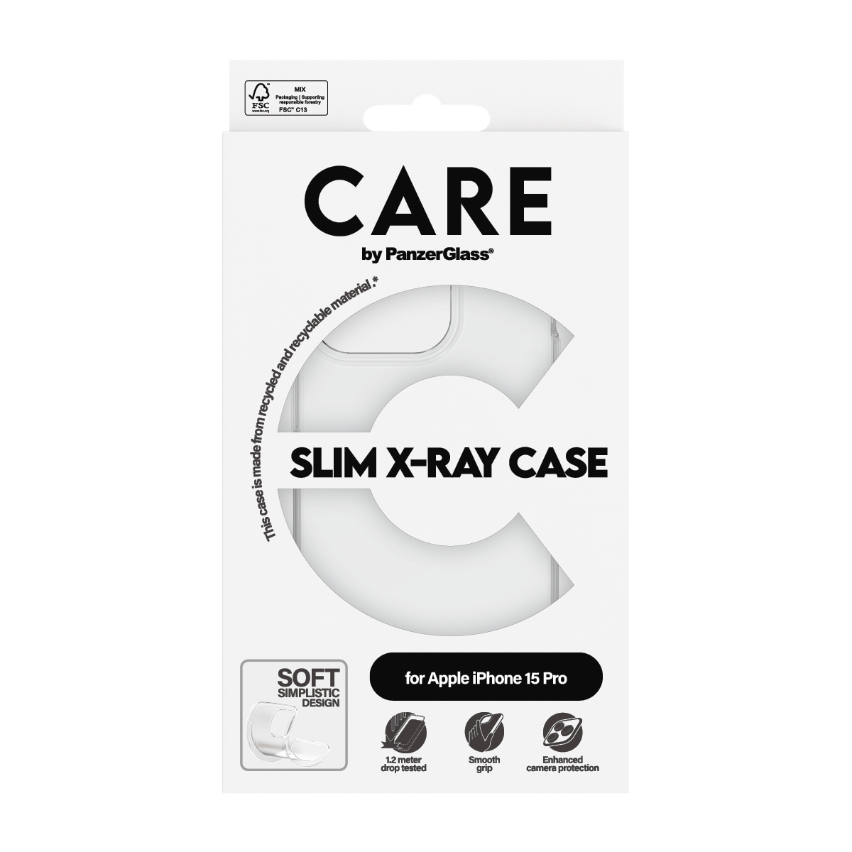 CARE by PanzerGlass Handyhülle »Slim X-Ray Case für Apple iPhone 15 Pro Fashion X-Ray Soft« Backcover, Schutzhülle, Handyschutzhülle, Case, Schutzcase, stoßfest