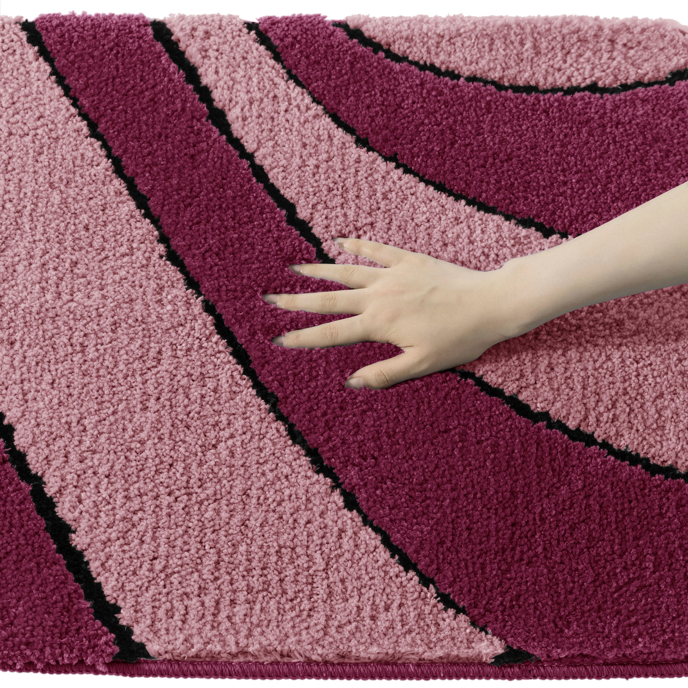 my home Badematte »Anna, Badvorleger, Badezimmer Teppich«, rutschhemmend beschichtet, fußbodenheizungsgeeignet-schnell trocknend, Badteppich, Hoch Tief Effekt, Modern, Weich, Wellen