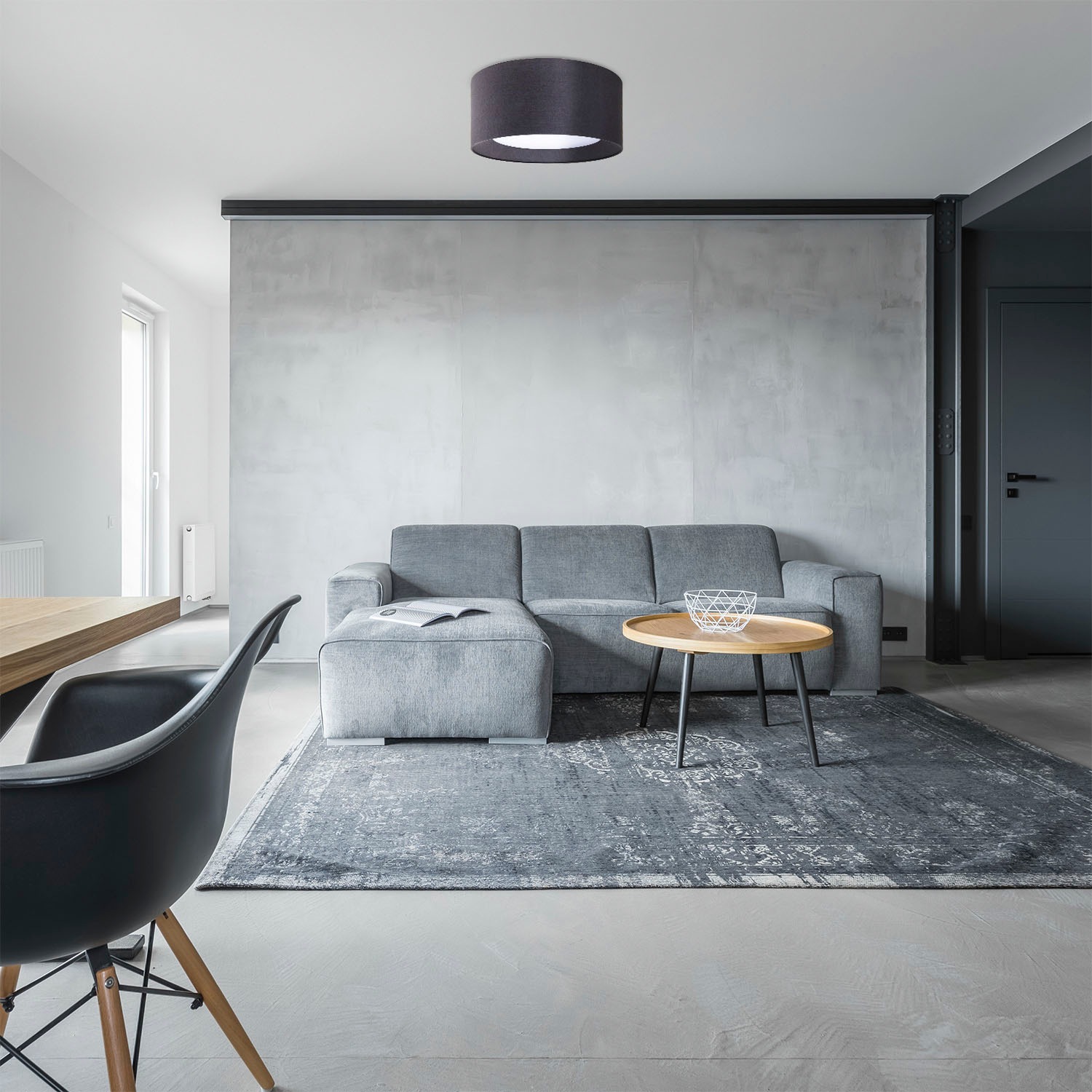 Paco Home Deckenleuchte »DRUM« E27 Rund Arbeitszimmer Textilschirm 3 x E27 Modern Geschlossen Uni