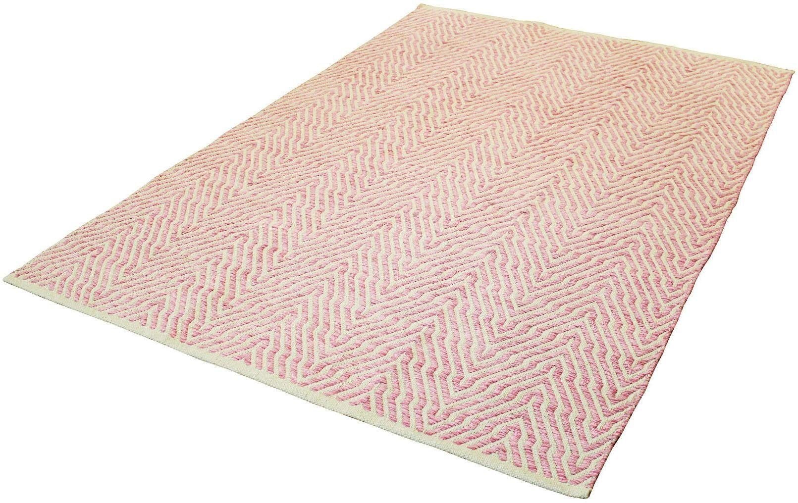 calo-deluxe Teppich »Luba 433«, rechteckig, 7 mm Höhe, reine Baumwolle, handgewebt, Wohnzimmer, Kinderzimmer