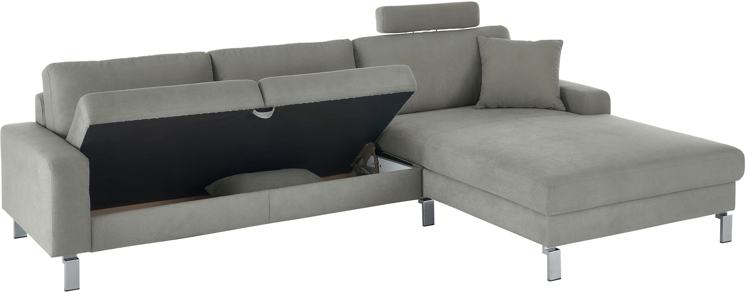 3C Candy Ecksofa »Lecce, wahlweise PUR-Schaumstoff oder Tonnentaschenfederkern«, Bett im 2,5-Sitzer, teilmotorische Schlaffunktion im Longchair, L-Form