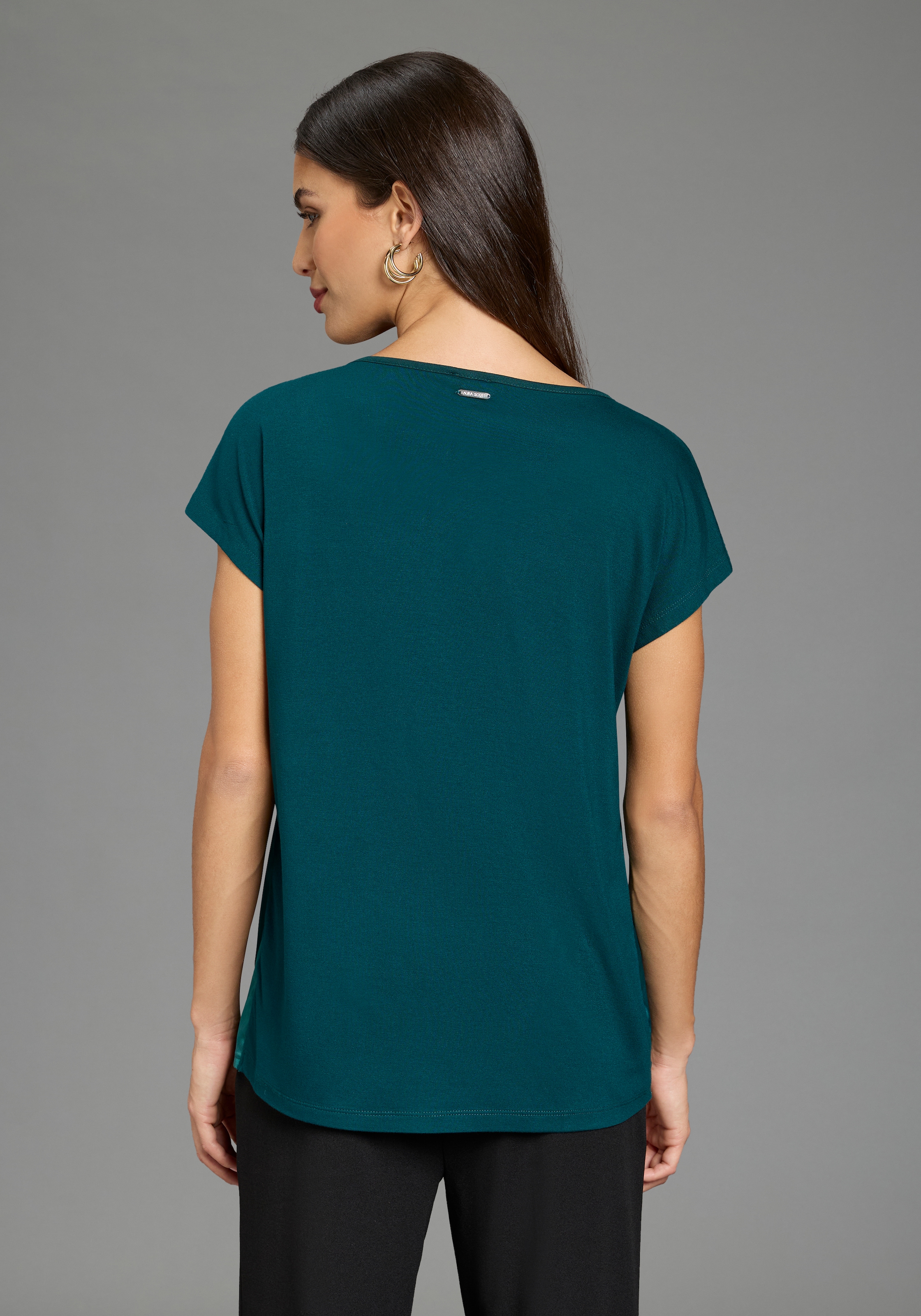 Laura Scott Shirtbluse »mit Satin-Vorderteil und hochflexiblen Jersey-Rücken« lockere Passfrom, zeitlos & gut zu kombinieren