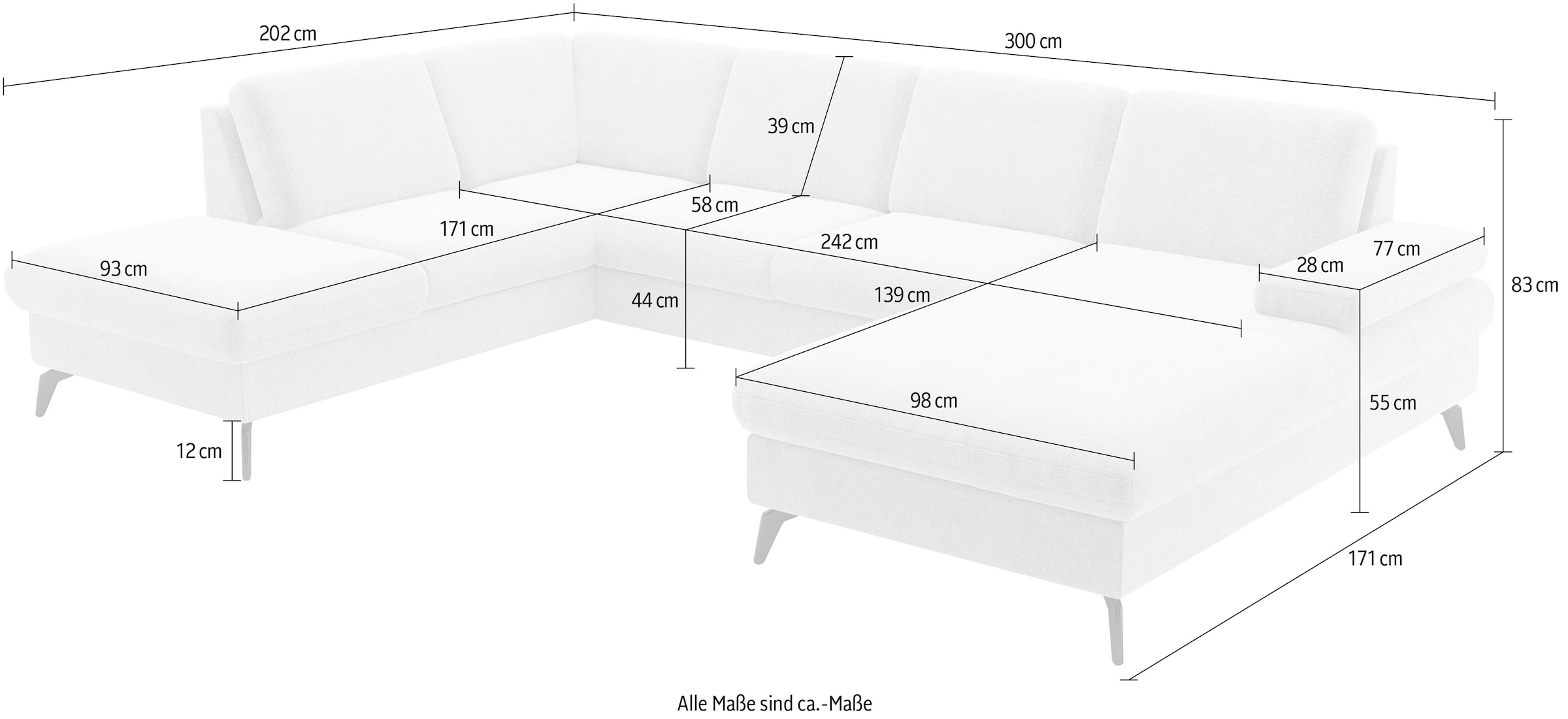 sit&more Wohnlandschaft »Morris Jubi U-Form«, inkl. Armteilfunktion und 1 Zierkissen, wahlweise mit Bettfunktion