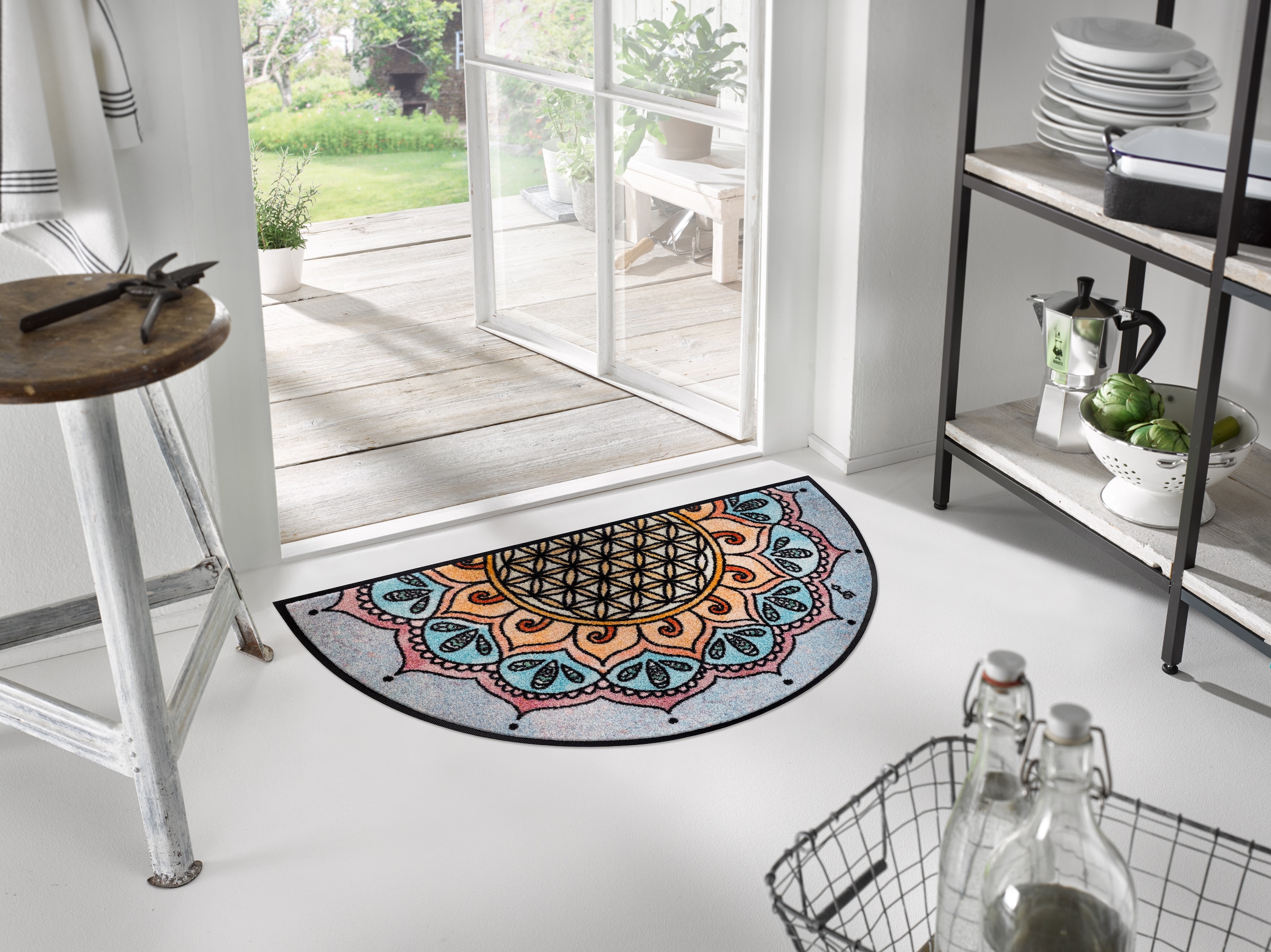 wash+dry by Kleen-Tex Fußmatte »Round Harmony Pattern« rechteckig 7 mm Höhe