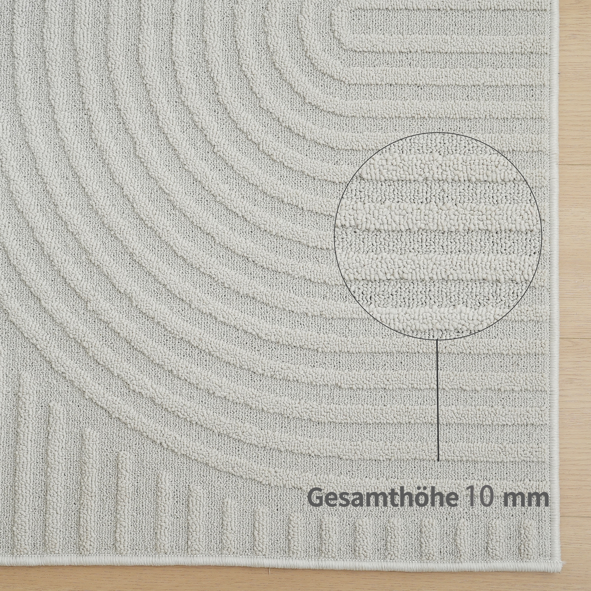 my home Teppich »Jola Hoch-Tief-Design, Scandi-Look, Zen«, rechteckig, 10 mm Höhe, Boho, Modern, 3D, Wohnzimmer, Schlafzimmer, wasserabweisend