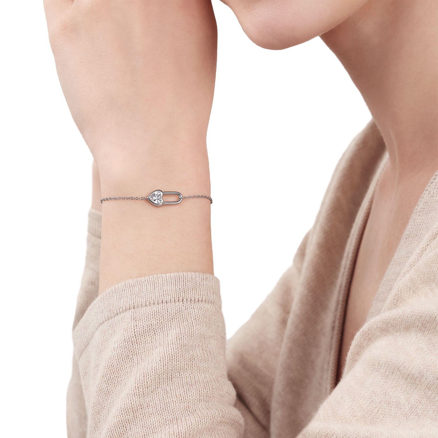 TOM TAILOR Silberarmband »Sicherheitsnadel-Optik« mit Zirkonia (synth.)