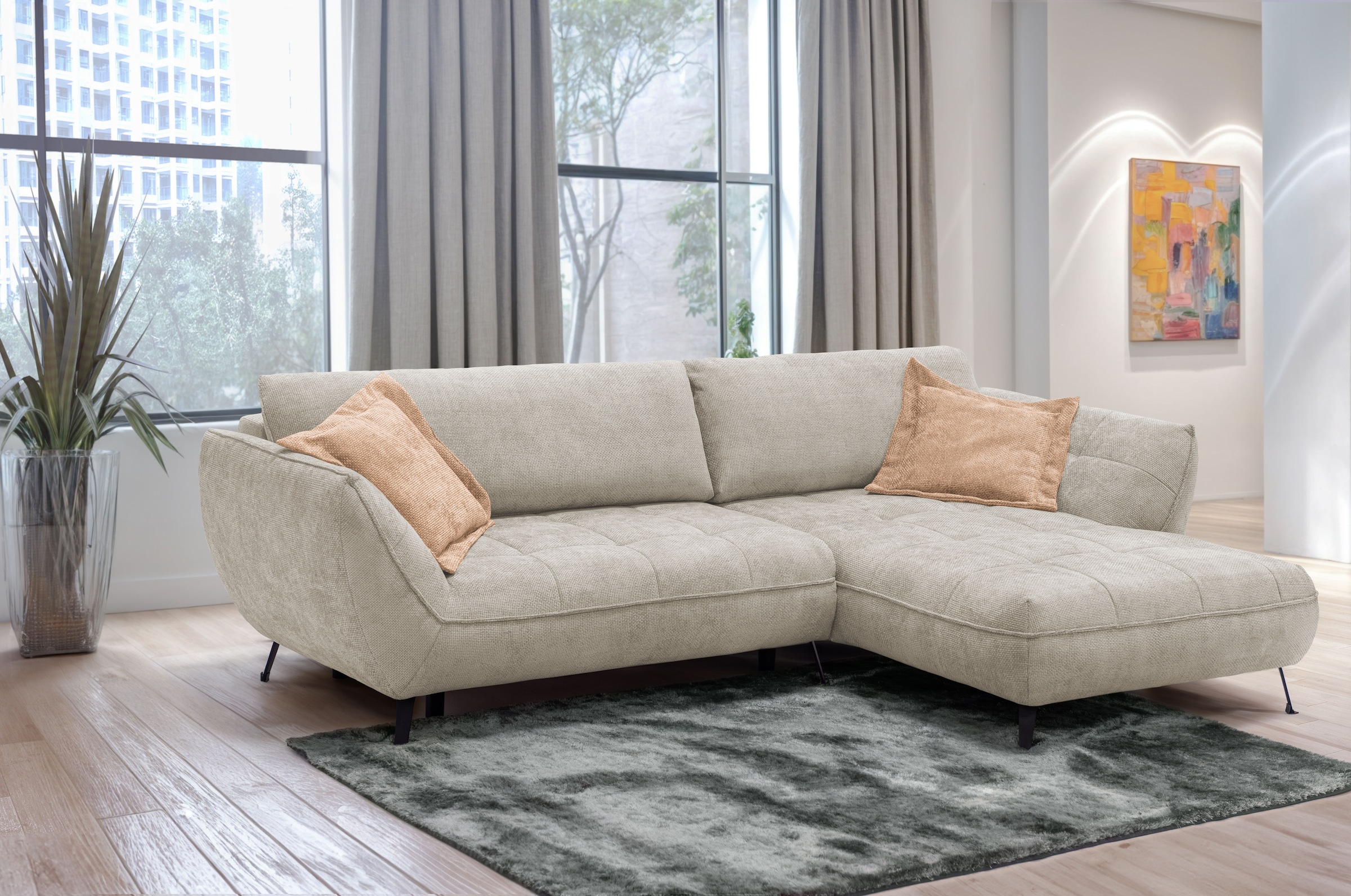 exxpo - sofa fashion Ecksofa »Samoa, bequem und modern, mit Easy-Lift-Bettf günstig online kaufen