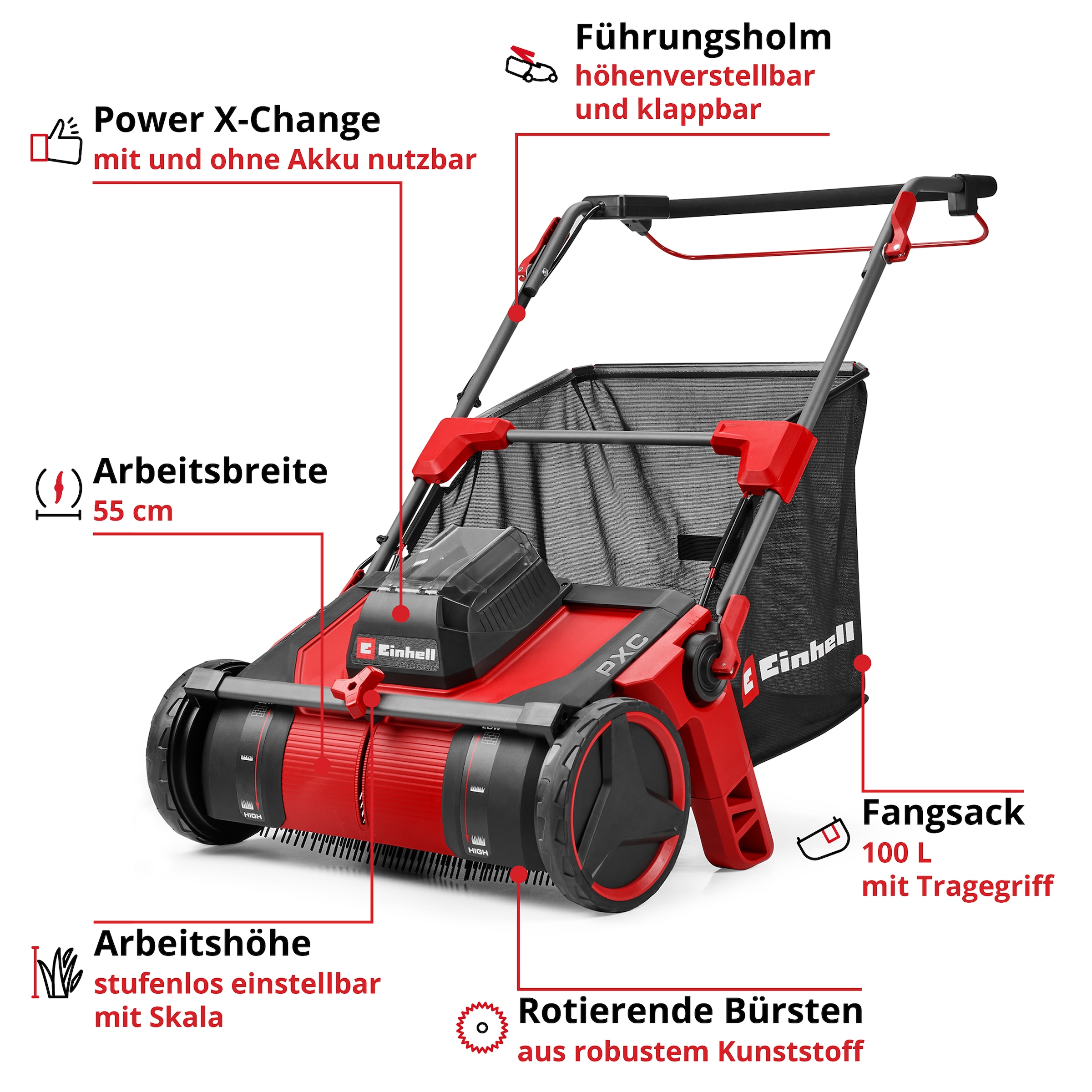 Einhell Laubsammler »GE-GC 18/55 Li E-Solo« 1 Stk. tlg. ohne Akku und Ladegerät