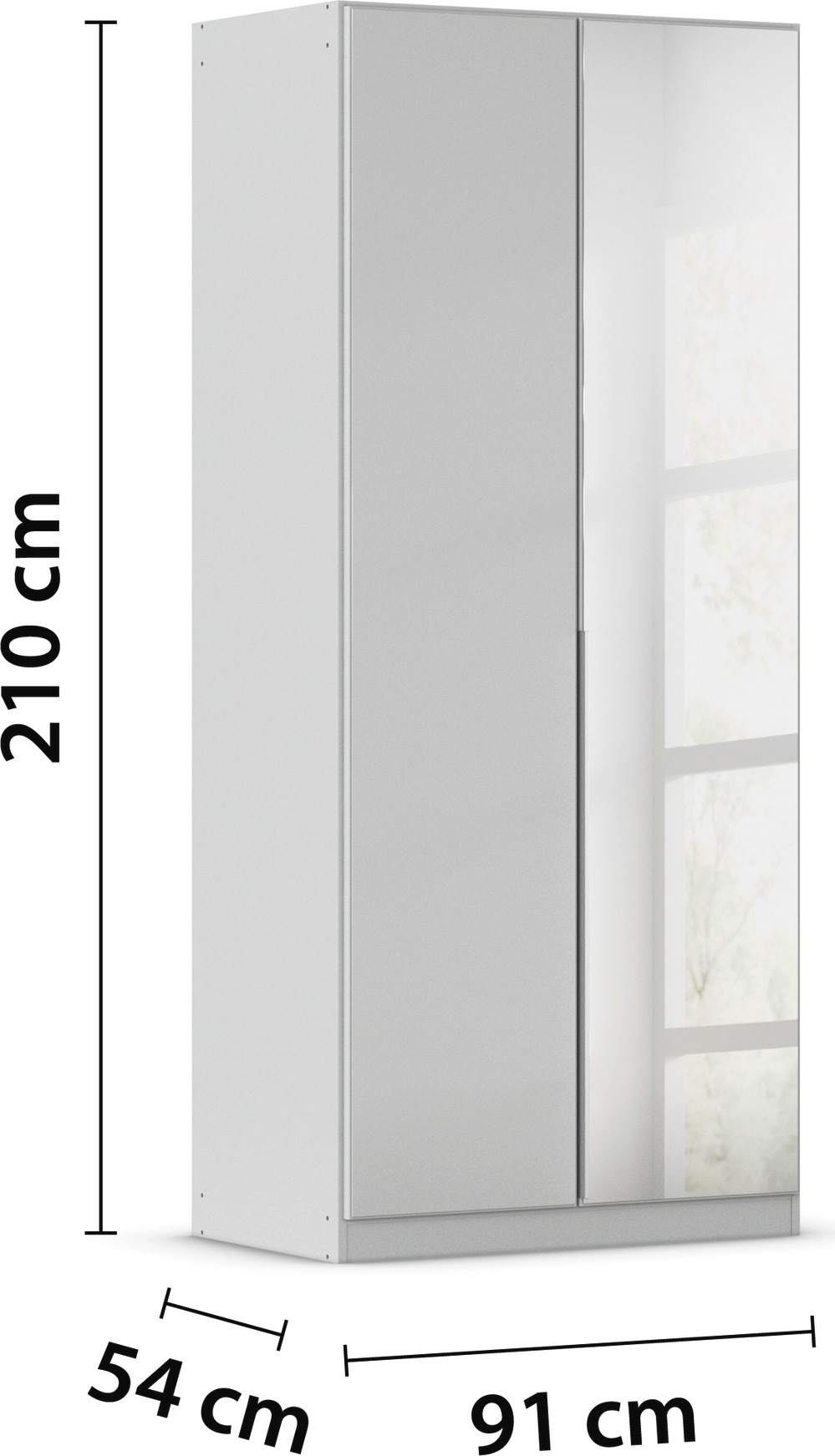 OTTO home Drehtürenschrank »Kleiderschrank Kleiderschränke Schrank Garderobe AGORDO mit Glasfront« in zwei Griff-Farben, Breiten 91-360 cm,  durchdachte Innenausstattung, in 7 Breiten und 2 Höhen MADE IN GERMANY