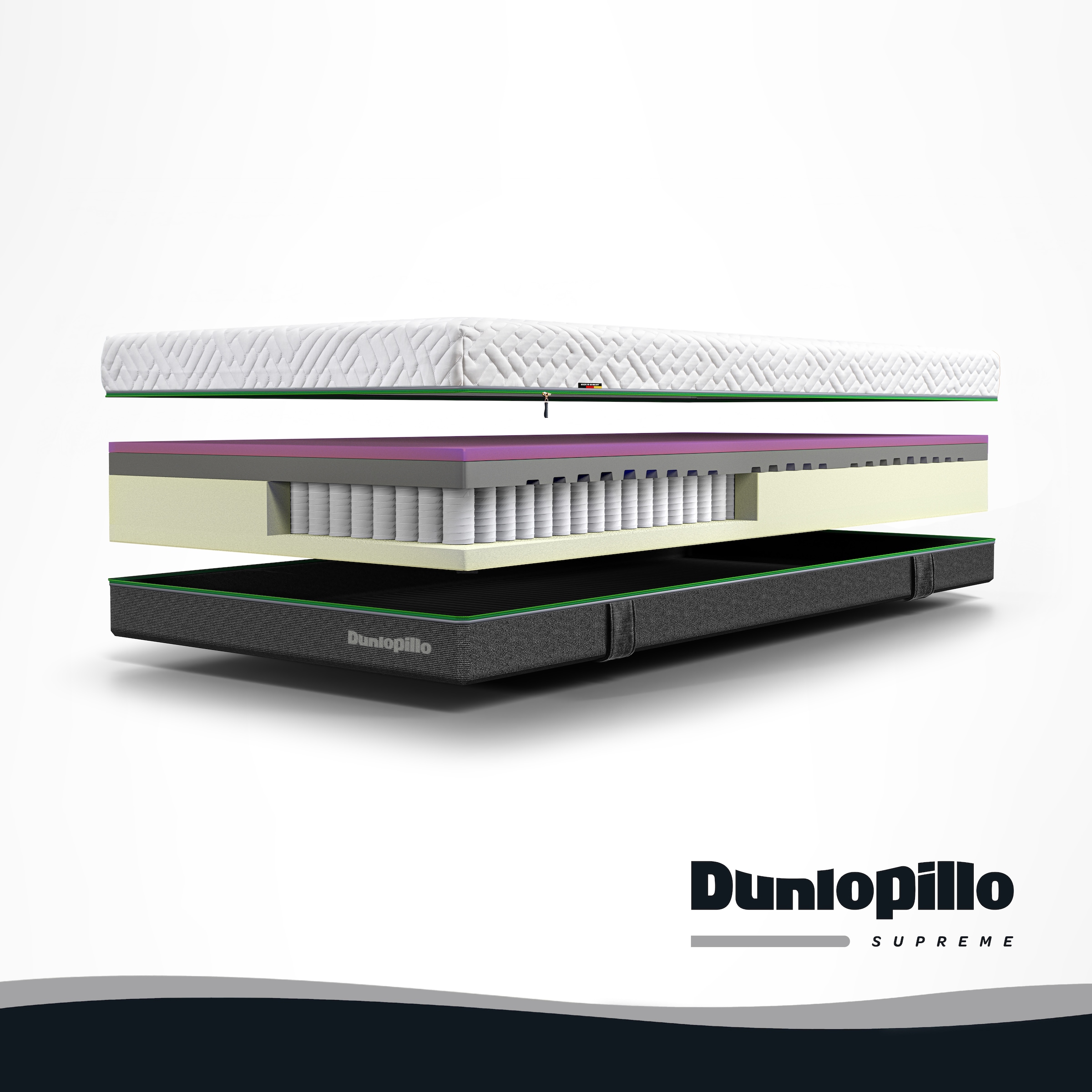 Dunlopillo Taschenfederkernmatratze »Dunlopillo Supreme T, Matratze 90x200, 140x200 cm, Made in Germany« 25 cm hoch 1.000 Federn 1 Stk. tlg. Temperaturunabhängige Aquagelplatte, 1000 Federn (bei 100x200 cm)