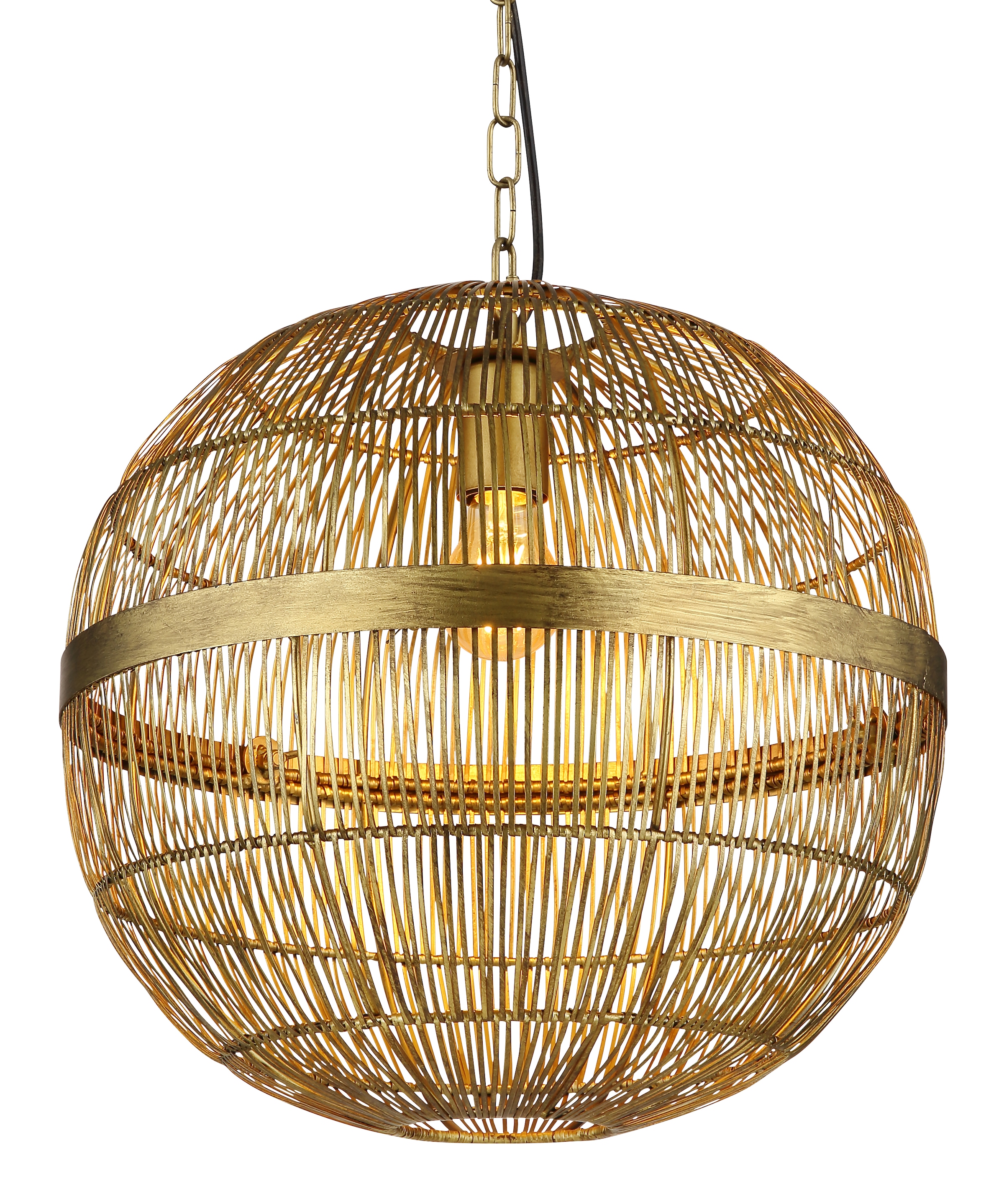 GLOBO LIGHTING Hängeleuchte »HERMI II« E27 1 Stk. Hängelampe altmessing Metallgeflecht Höhe kürzbar Esstisch