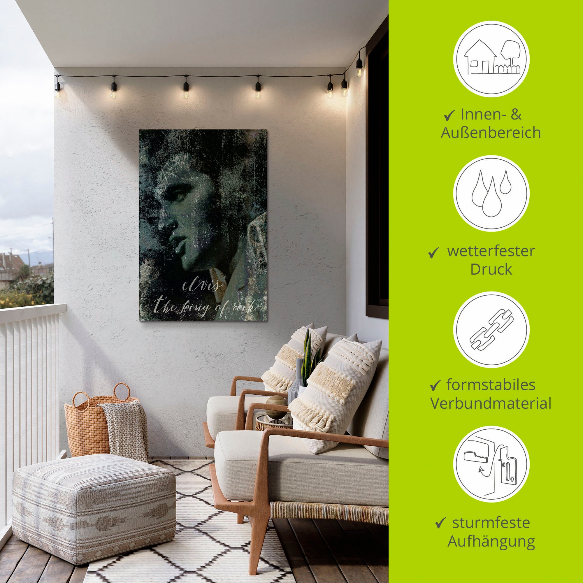 Artland Wandbild »Elvis the King«, Musiker, (1 St.), als Alubild, Outdoorbild, Leinwandbild, Poster, Wandaufkleber