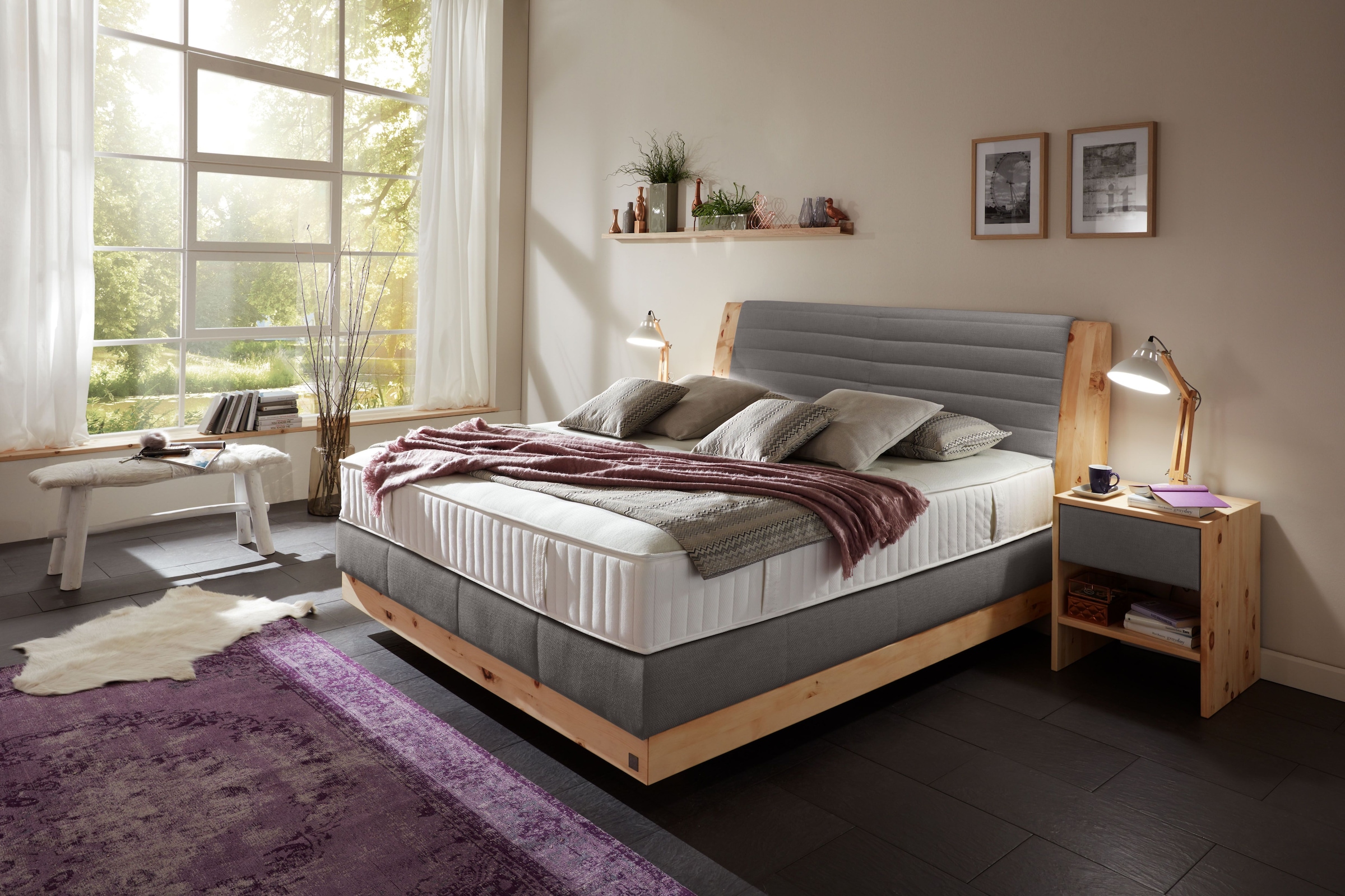 2. Bild von ADA premium Boxspringbett »Chalet«, Grand Comfort TF 1000 PM, Zirbenholz natur geölt