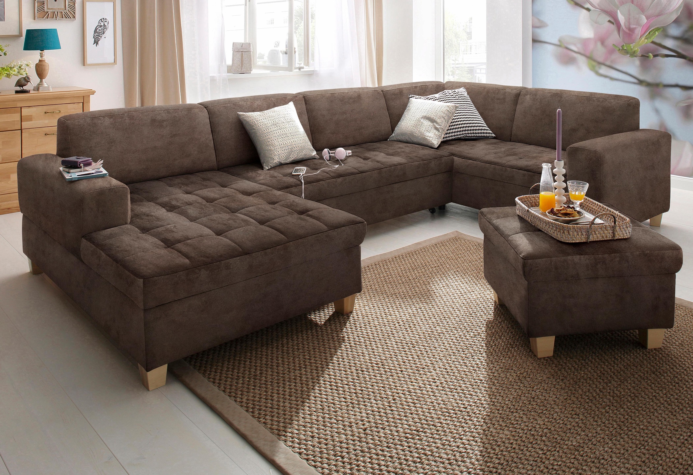 Home affaire Wohnlandschaft »Corby, viel Platz und Komfort, U-Form« wahlwei günstig online kaufen