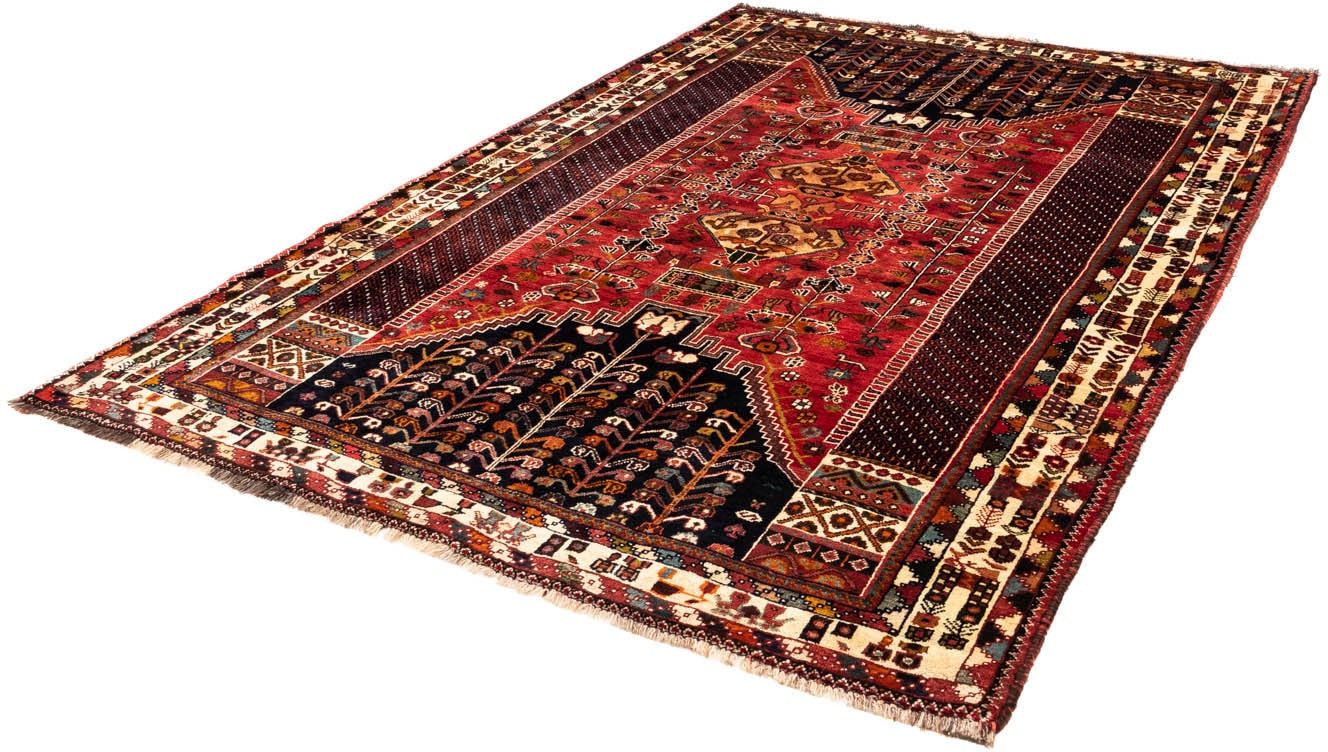 Wollteppich „Shiraz Medaillon 265 x 182 cm“, rechteckig, Unikat mit Zertifikat Dunkelrot 1 mm B/L: 182 cm x 265 cm – 1 mm